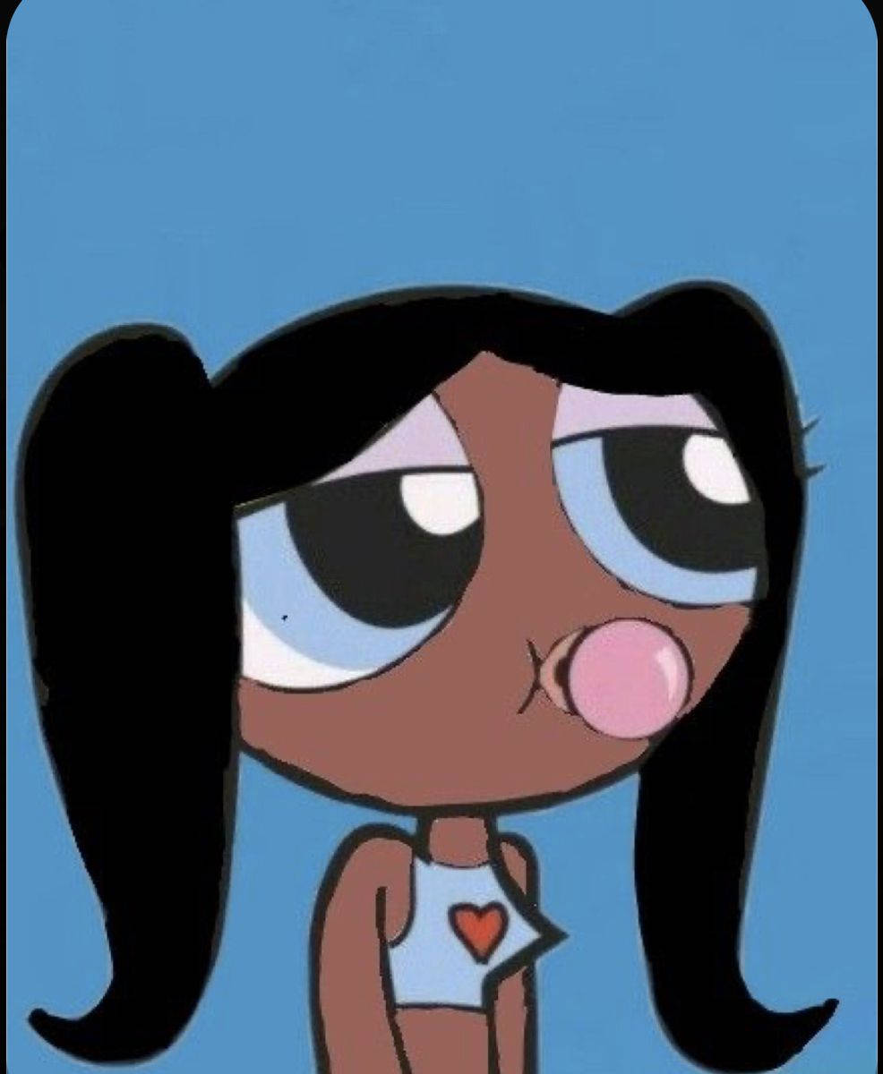 Powerpuff Girls, black pigtails, pink bubblegum bubble, SD Phone Wallpaper