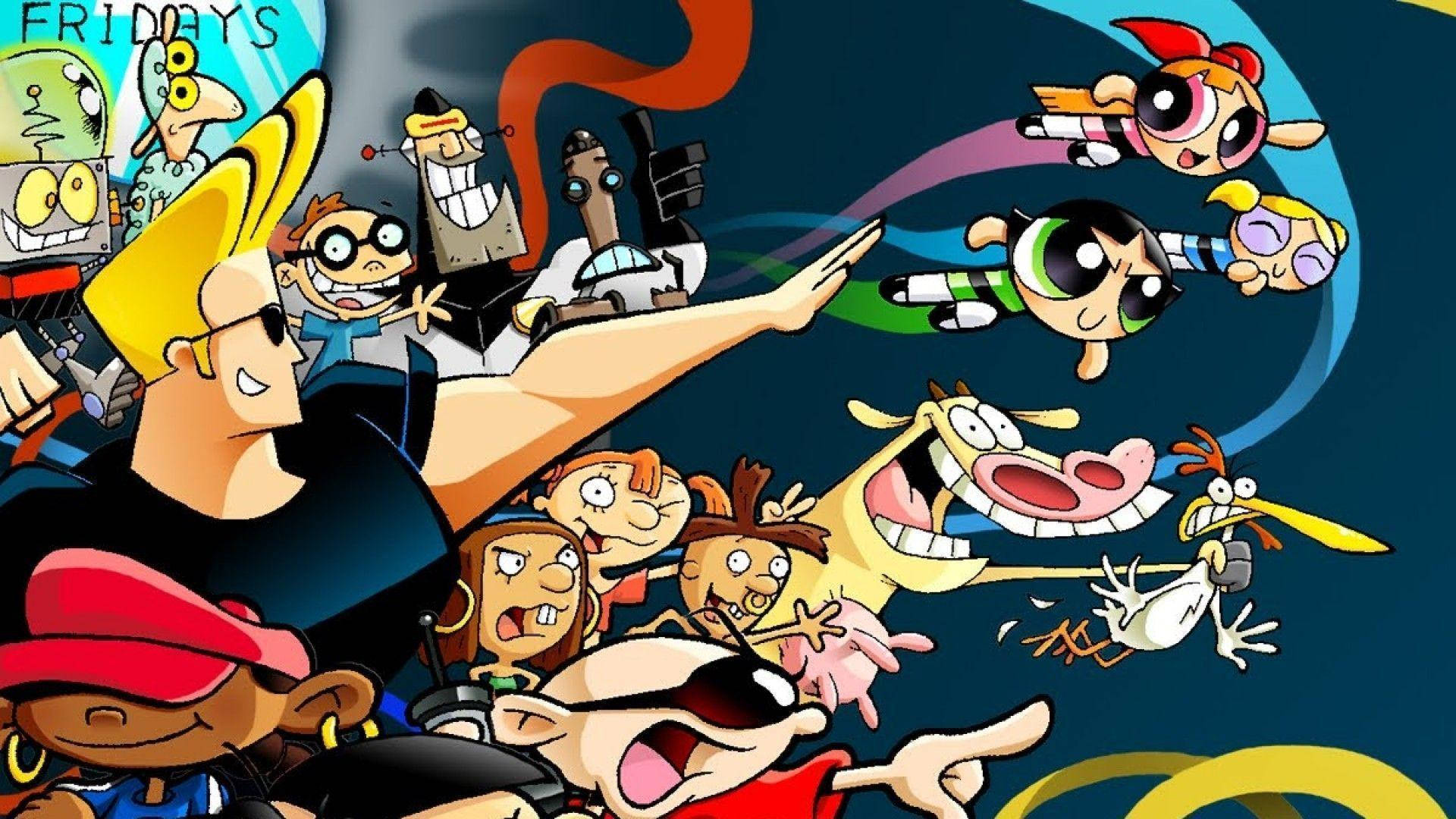 Powerpuff Girls, cartoon collage, animated characters, Full HD Desktop Wallpaper