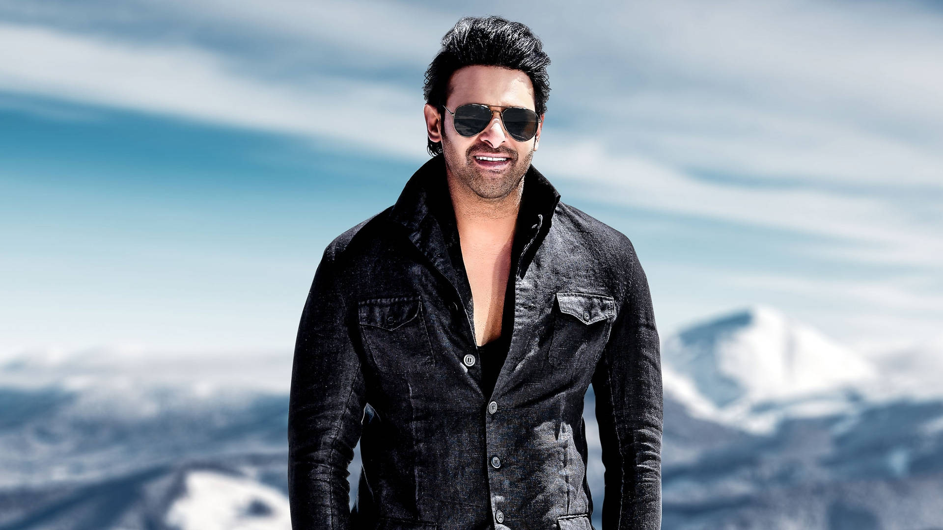 Prabhas, black jacket, sunglasses, Full HD Desktop Wallpaper