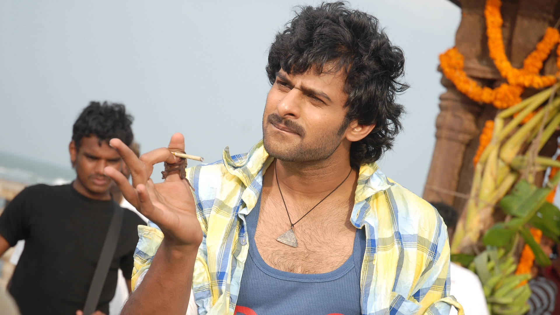 Prabhas, dark curly hair, mustache, Full HD Desktop Wallpaper