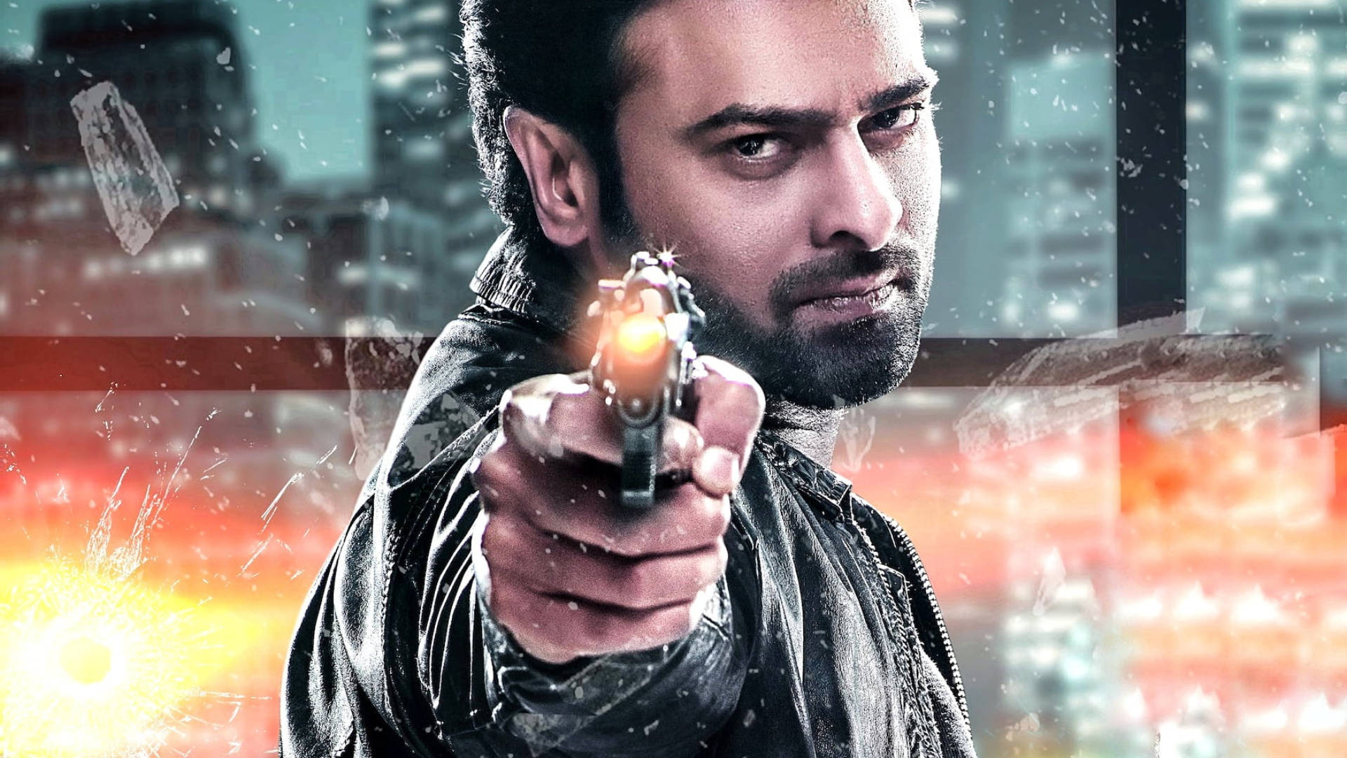 Prabhas, fierce actor, smoking pistol, Full HD Desktop Wallpaper
