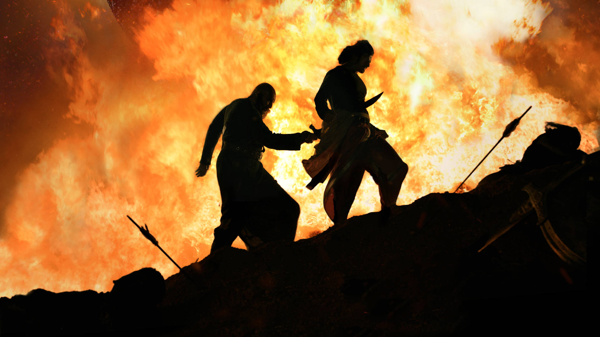 Prabhas, death scene, rocky ridge, Full HD Desktop Wallpaper