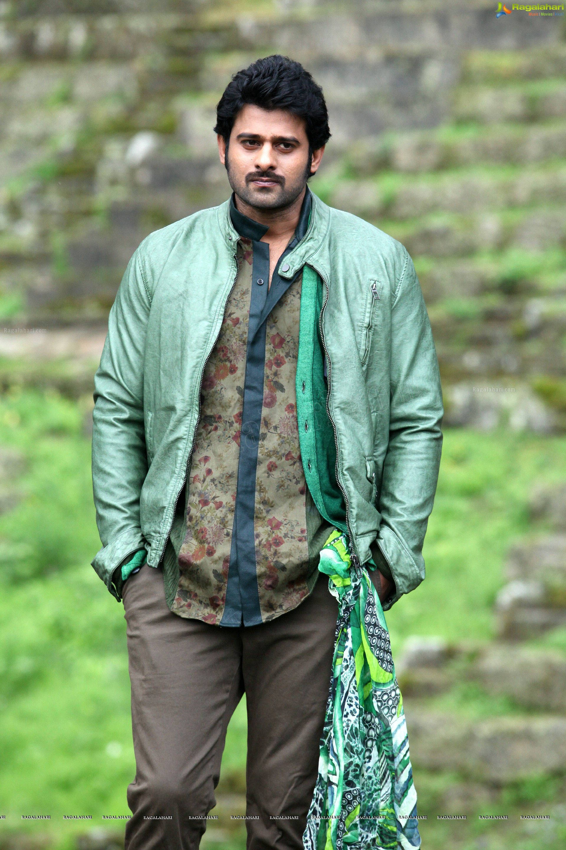 Prabhas, green jacket, floral shirt, 2K Phone Wallpaper