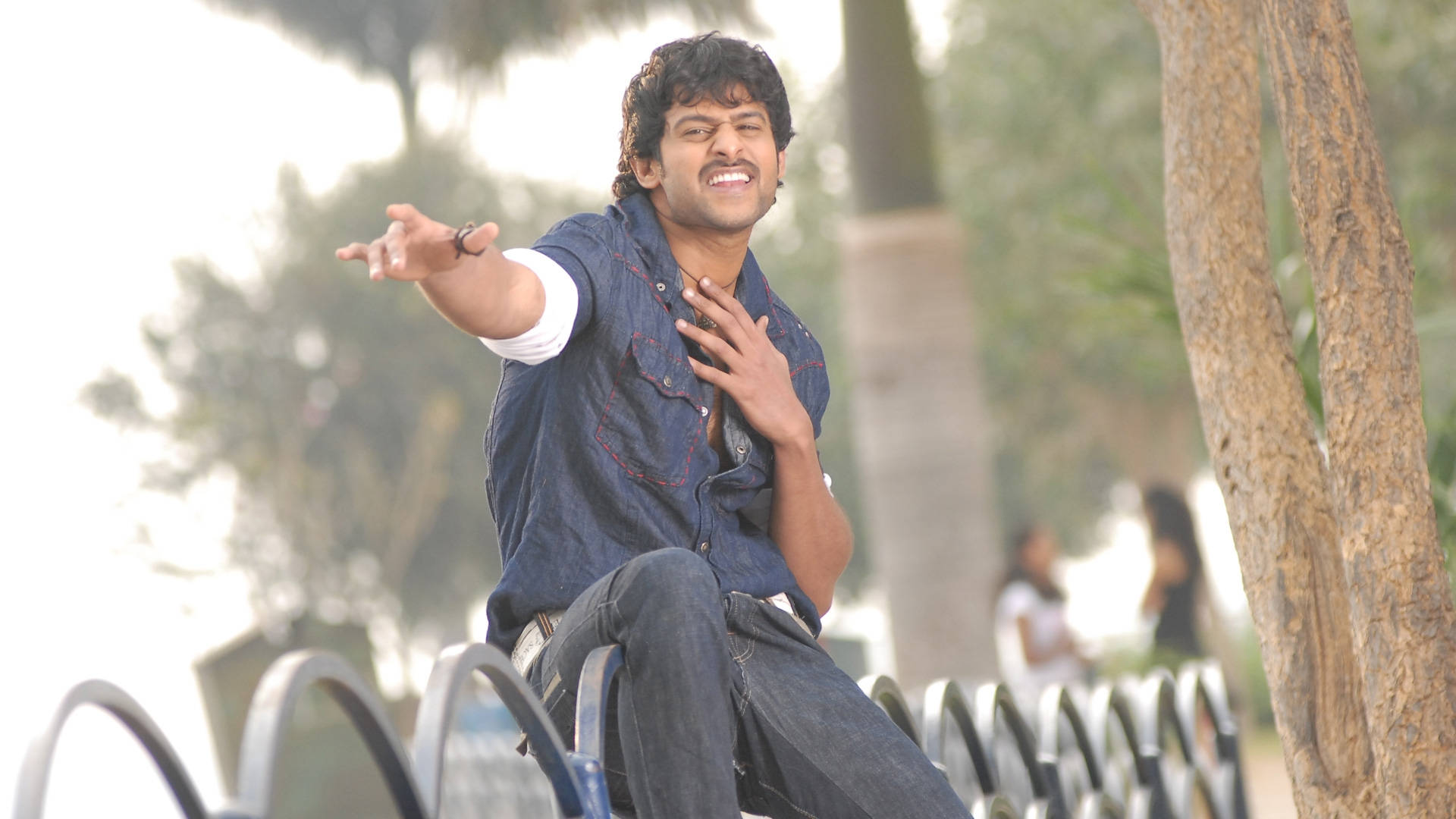 Prabhas, park, denim, Full HD Desktop Wallpaper