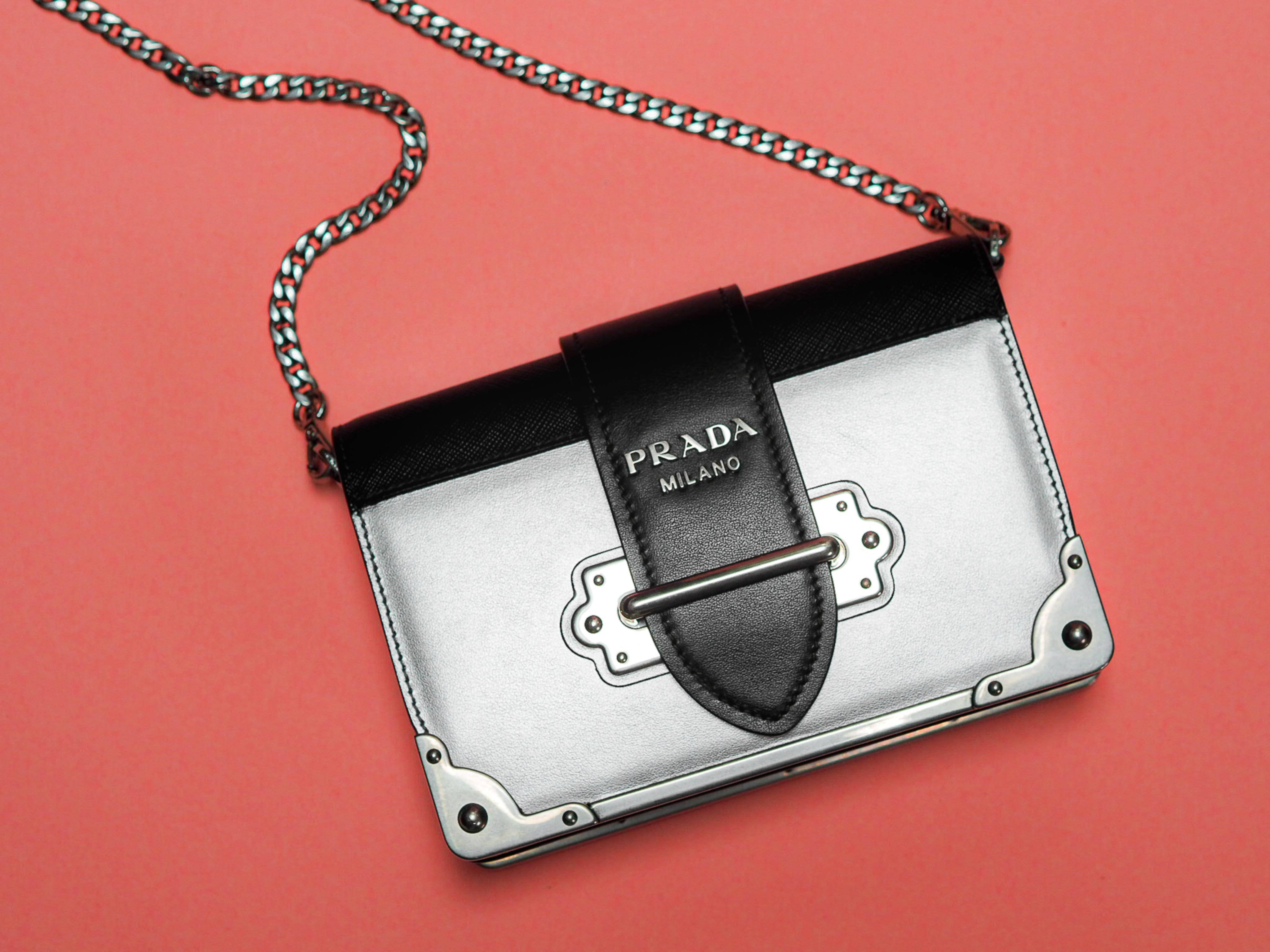 Prada, silver, black leather accents, 4K Desktop Wallpaper