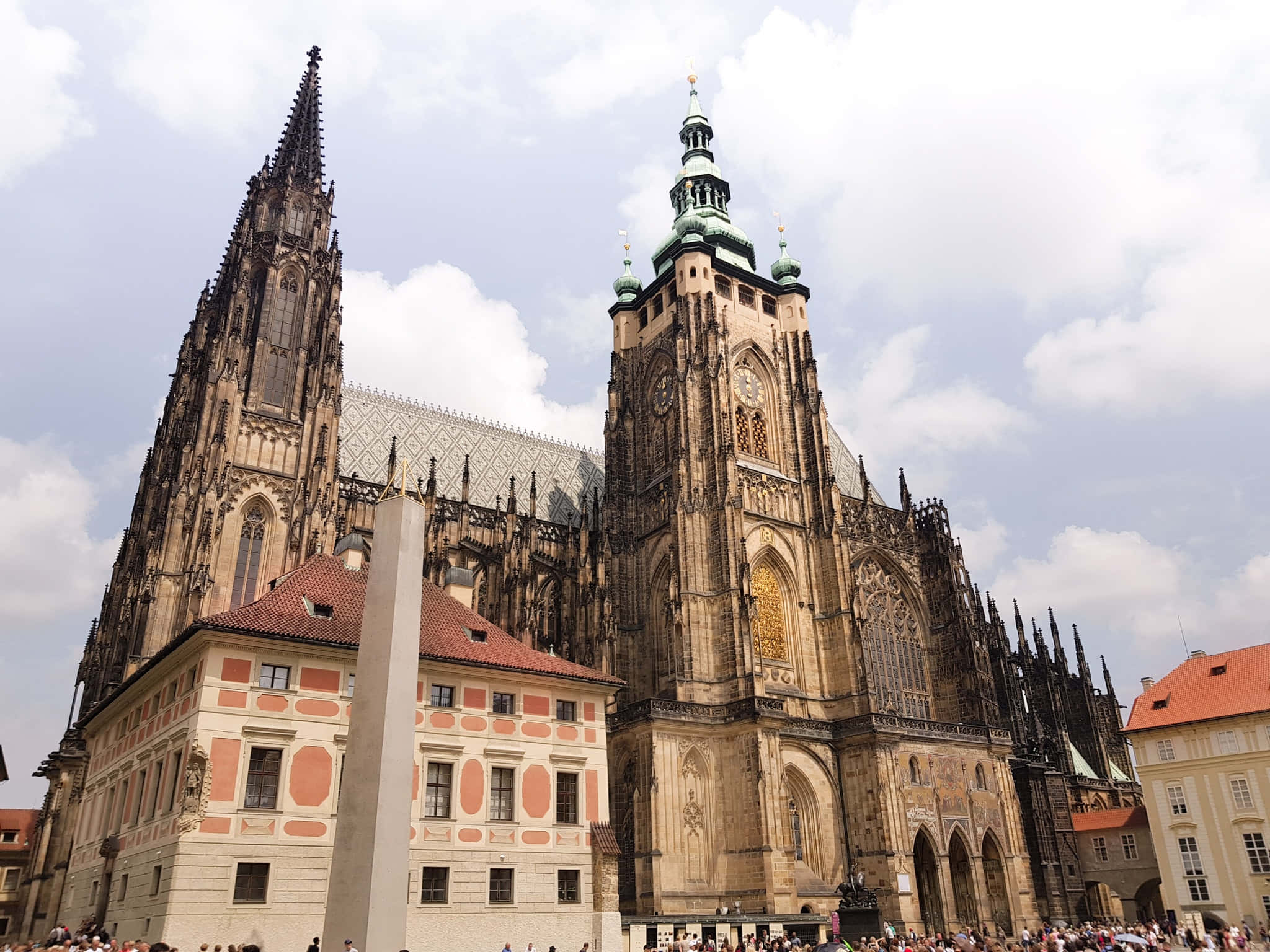 Prague Castle, Gothic cathedral, twin spires, Full HD Desktop Wallpaper