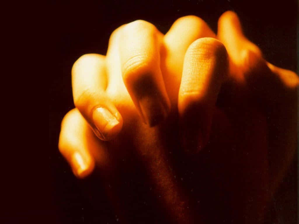Praying Hands, golden light, dark background, SD Desktop Wallpaper