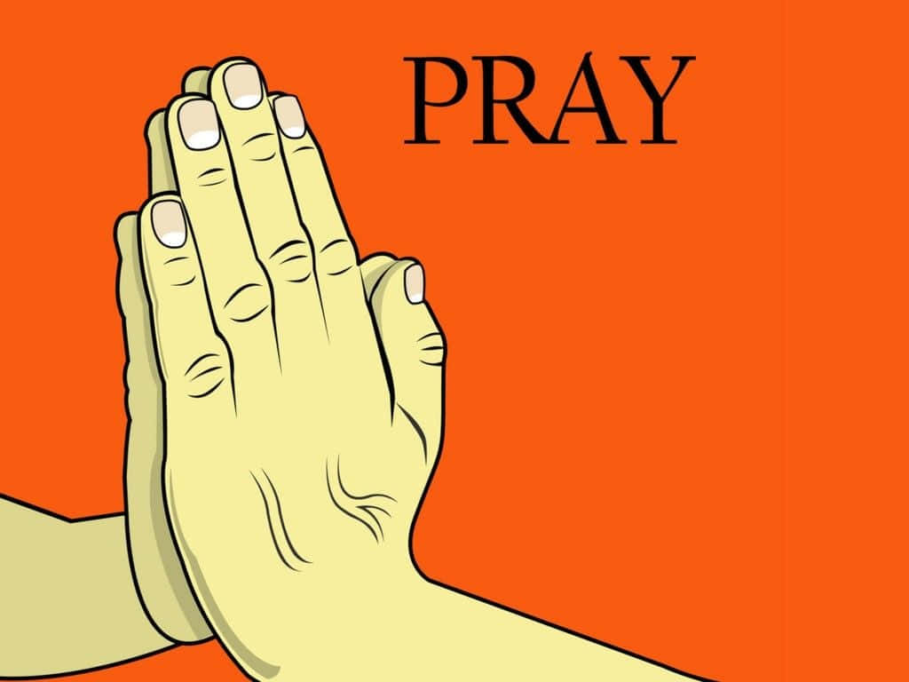 Praying Hands, orange background, PRAY, SD Desktop Wallpaper