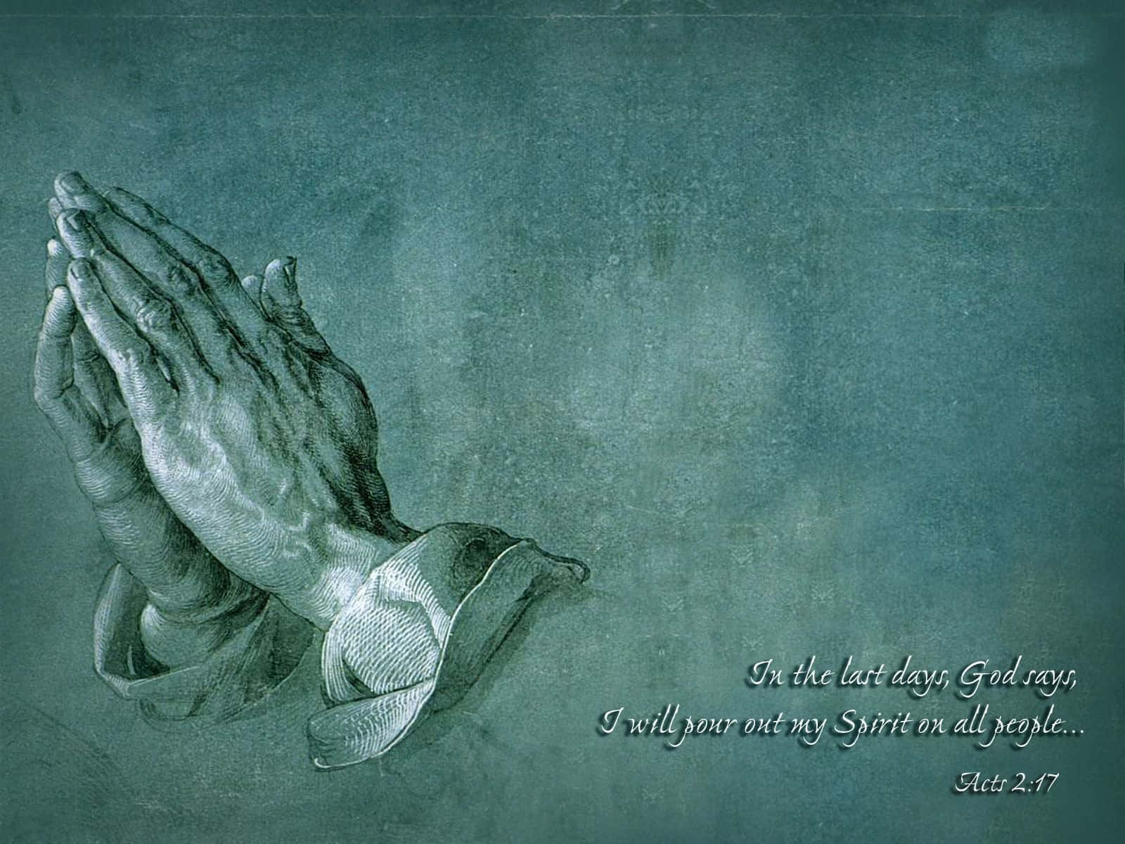 Praying Hands, teal background, biblical text, HD Desktop Wallpaper