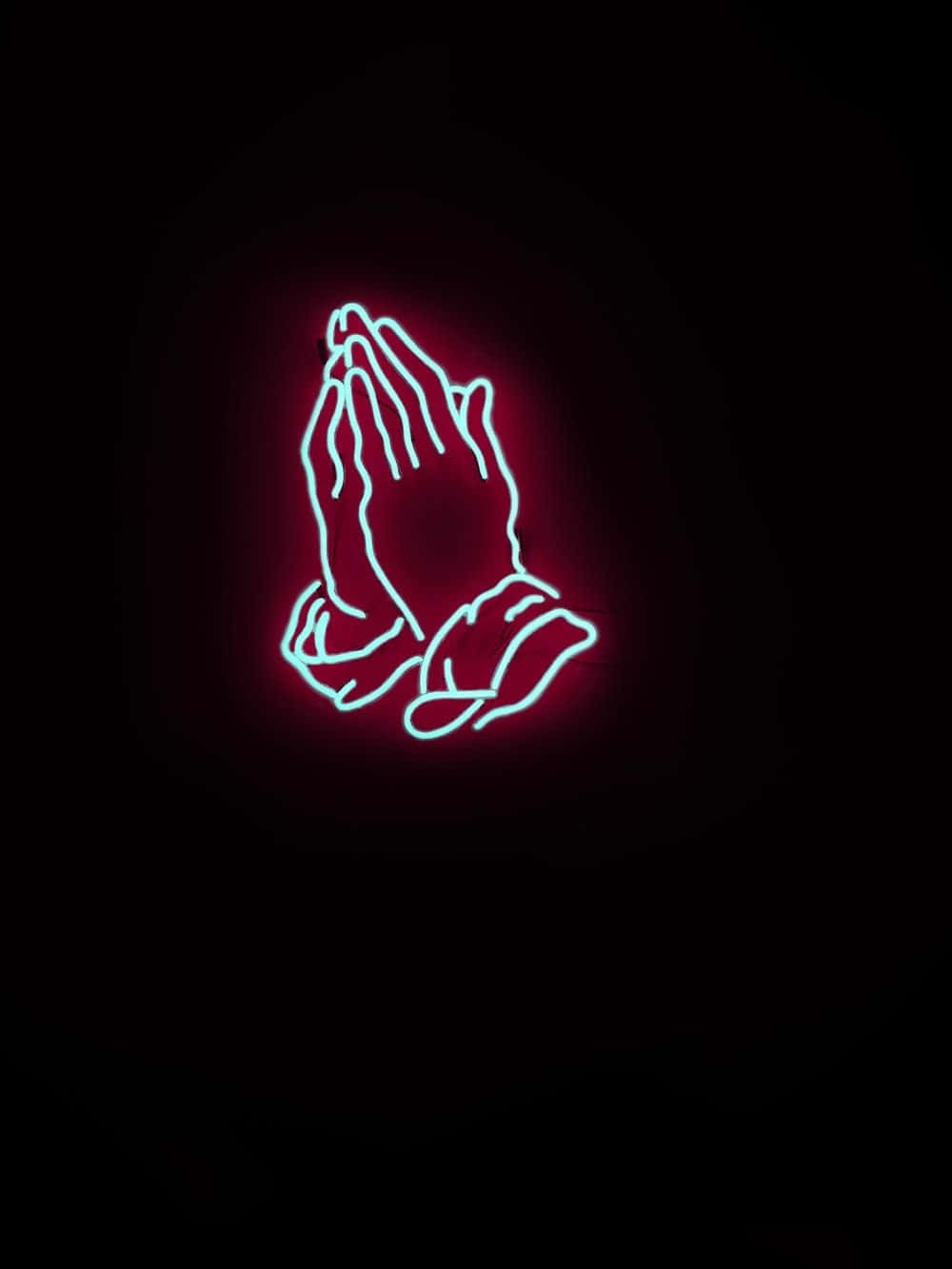 Neon blue, deep black background, subtle red halo effect, HD Phone Wallpaper