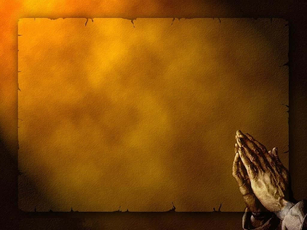 Praying Hands, golden-yellow parchment, warm ambient lighting, SD Desktop Wallpaper