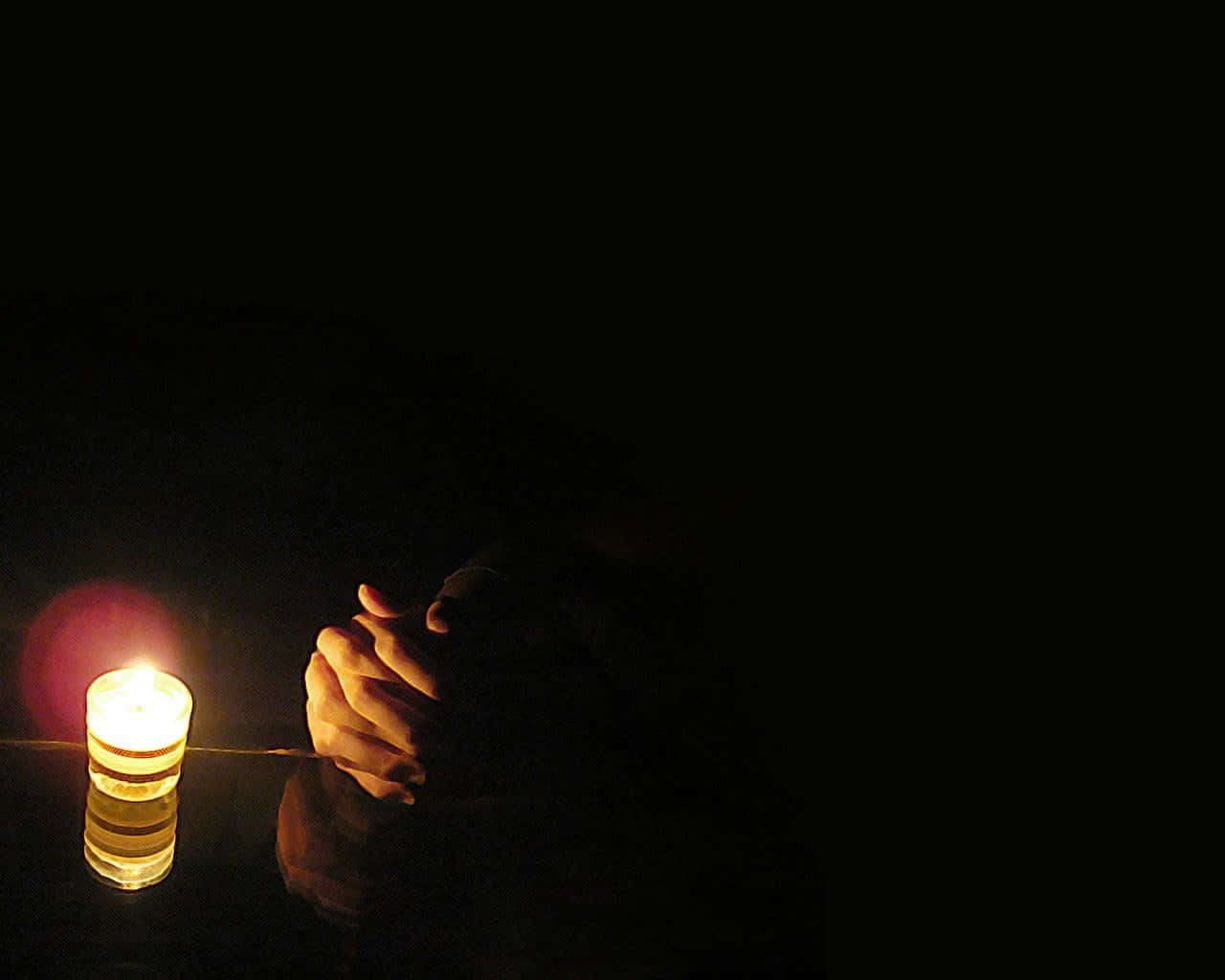 Praying Hands, candle, warm light, HD Desktop Wallpaper
