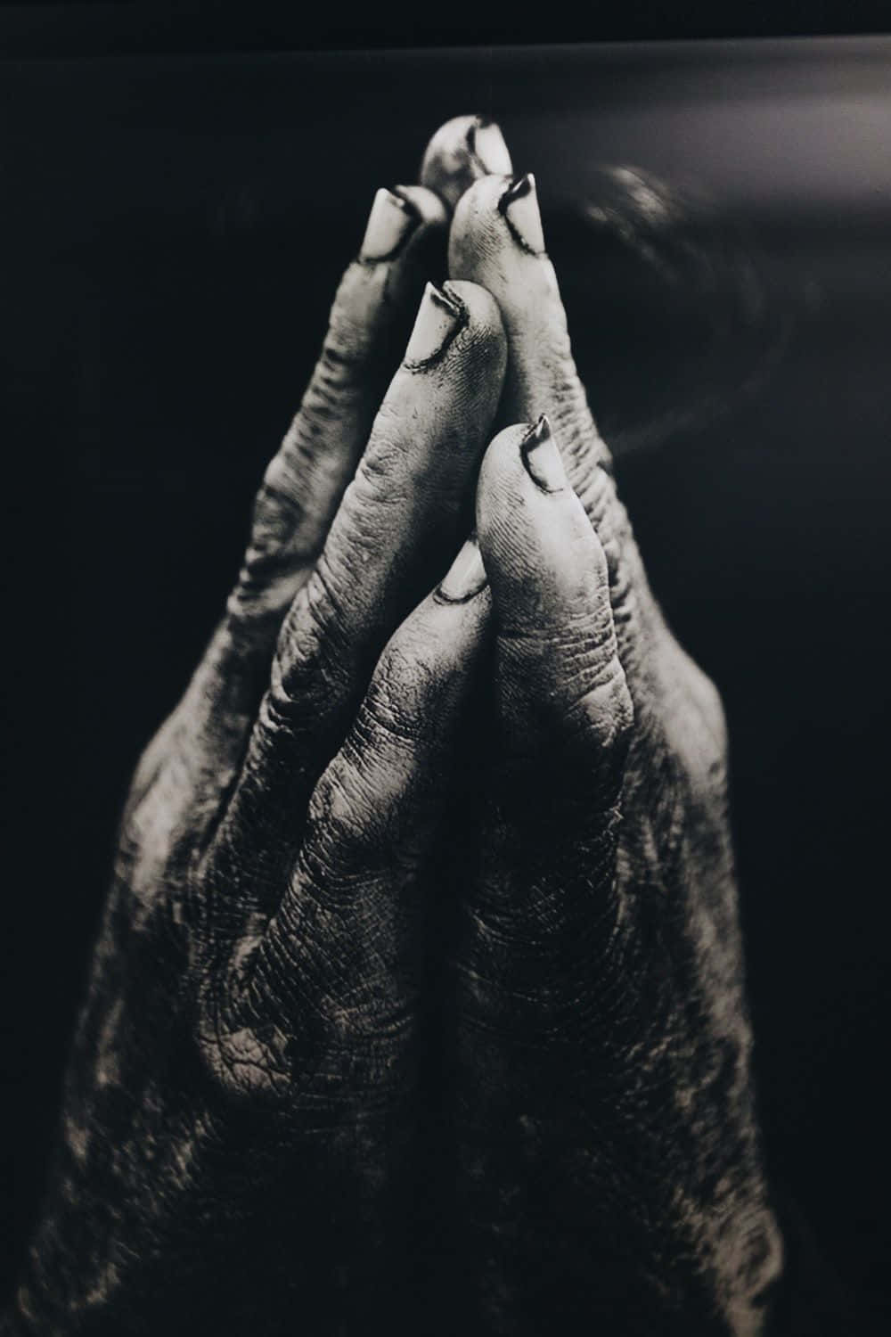 praying hands, black and white photo, weathered hands, HD Phone Wallpaper