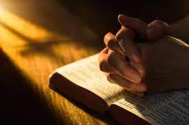 Prayer Bible, open book, clasped hands, SD Desktop Wallpaper