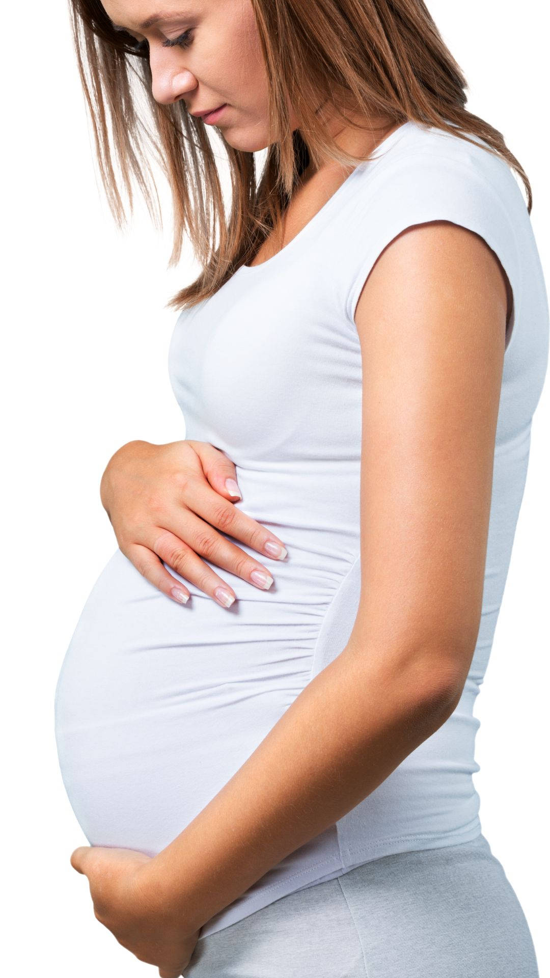 pregnancy, white top, plain white background, Full HD Phone Wallpaper