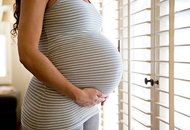 striped dress, black white dress, pregnant woman, SD Desktop Wallpaper