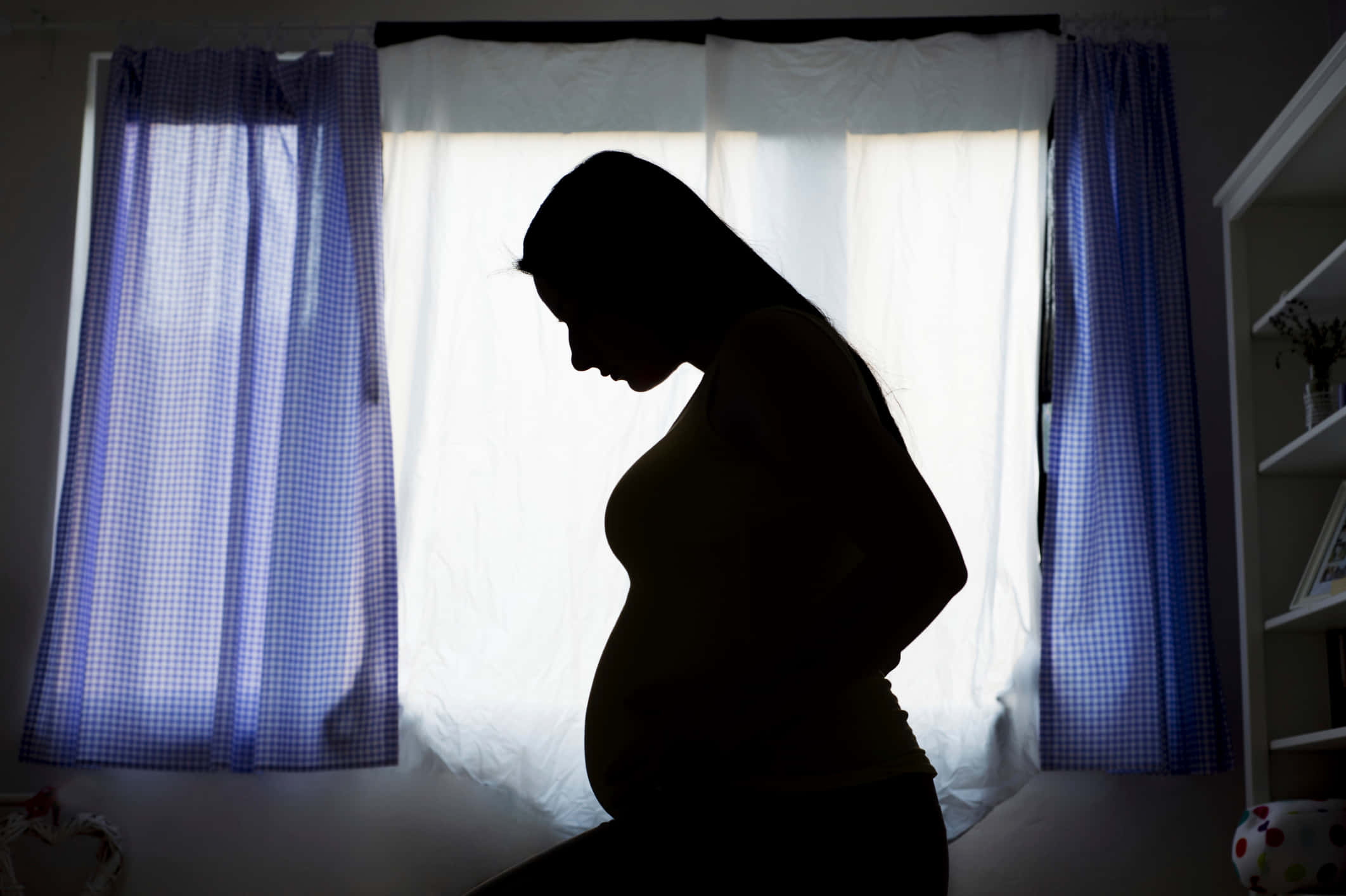 pregnant woman, window, sunlight, Full HD Desktop Wallpaper