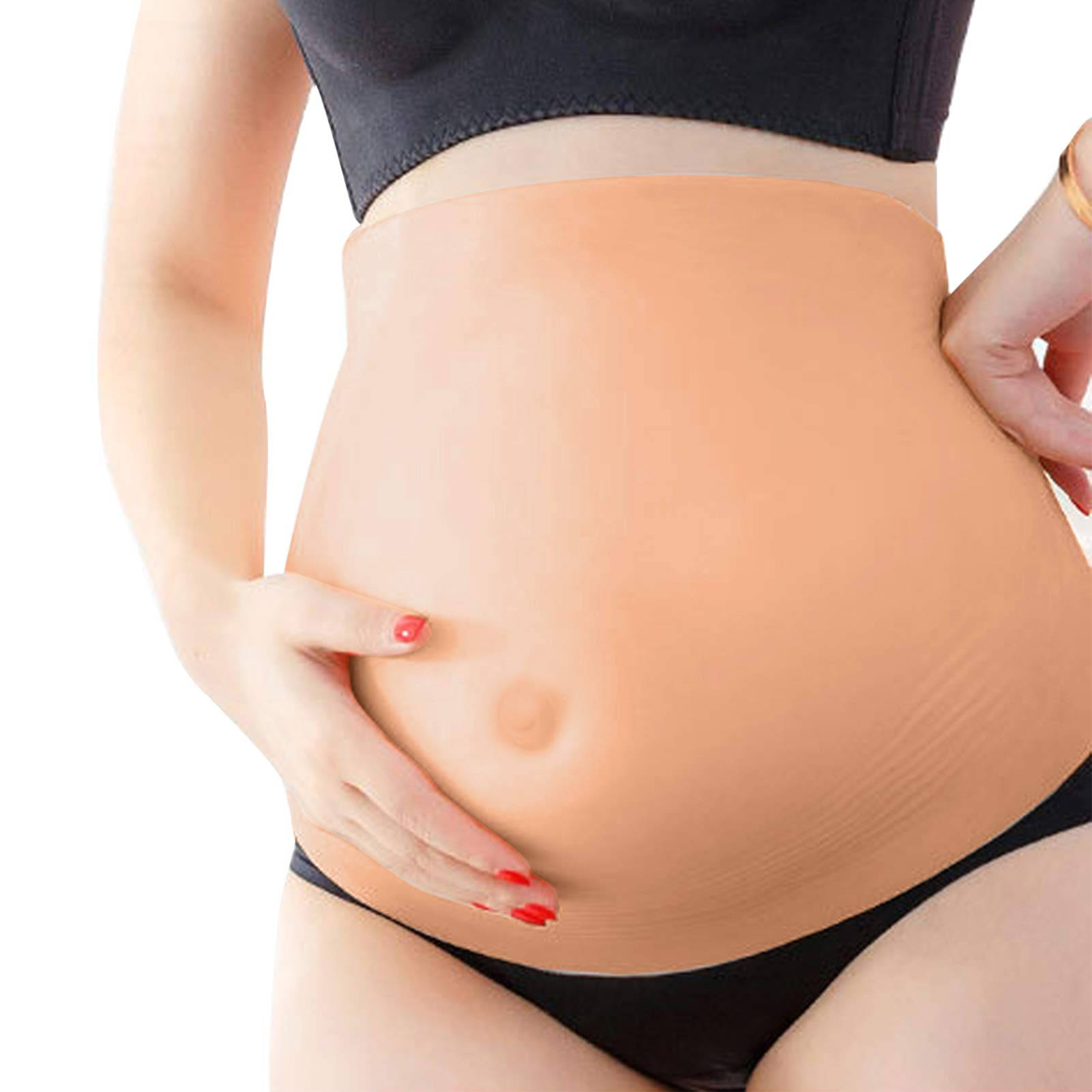 pregnant woman, rounded belly, red-painted nails, HD Desktop Wallpaper