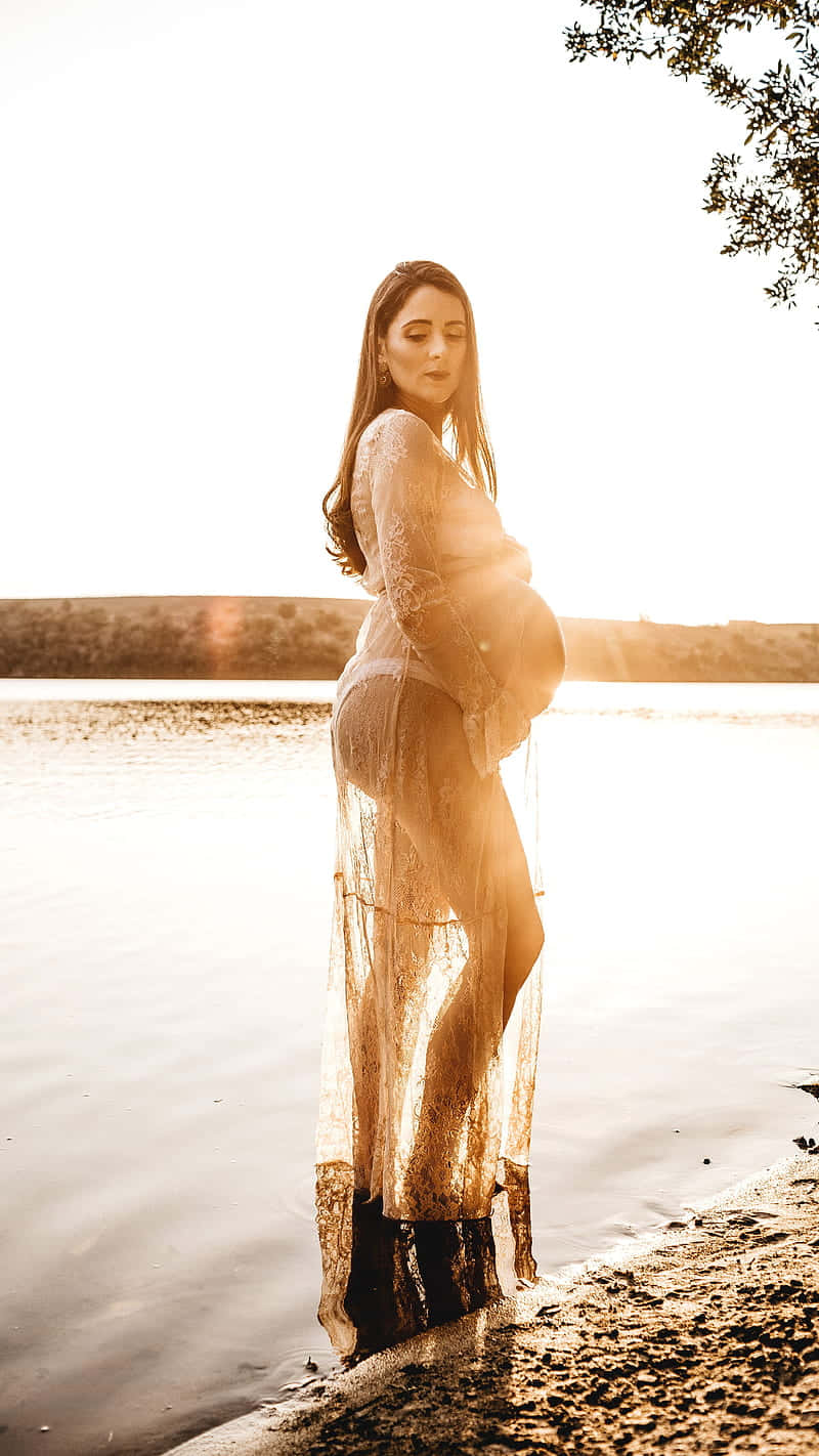 sheer lace dress, water, golden hour, HD Phone Wallpaper
