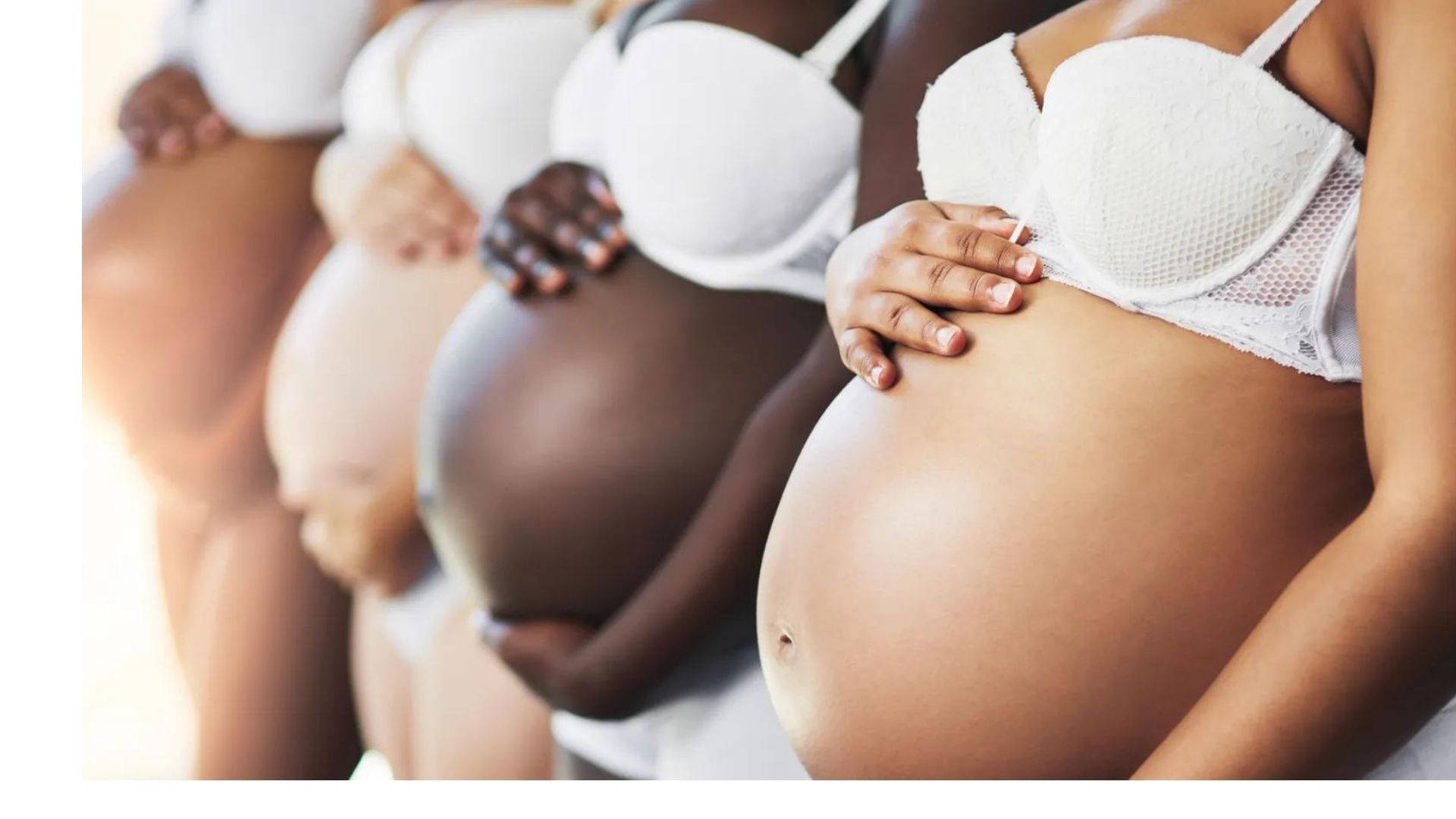Pregnant Belly, four women, white bras, Full HD Desktop Wallpaper