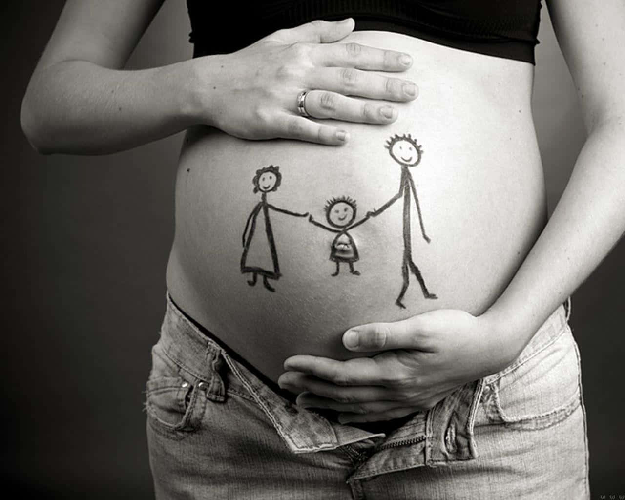 family drawing, pregnant woman belly, child's drawing, HD Desktop Wallpaper