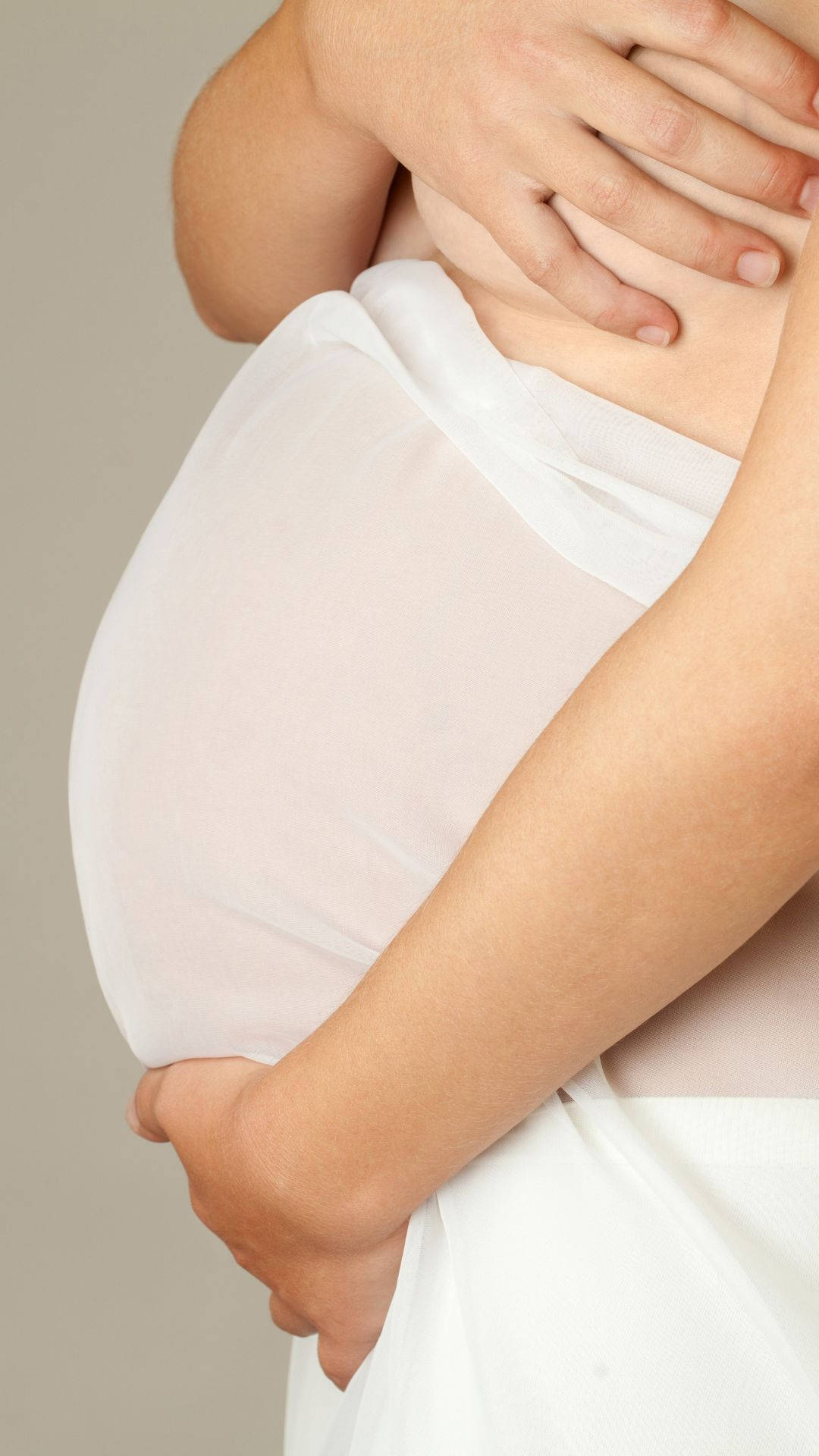 pregnant woman, cradles her belly, soft white fabric, Full HD Phone Wallpaper