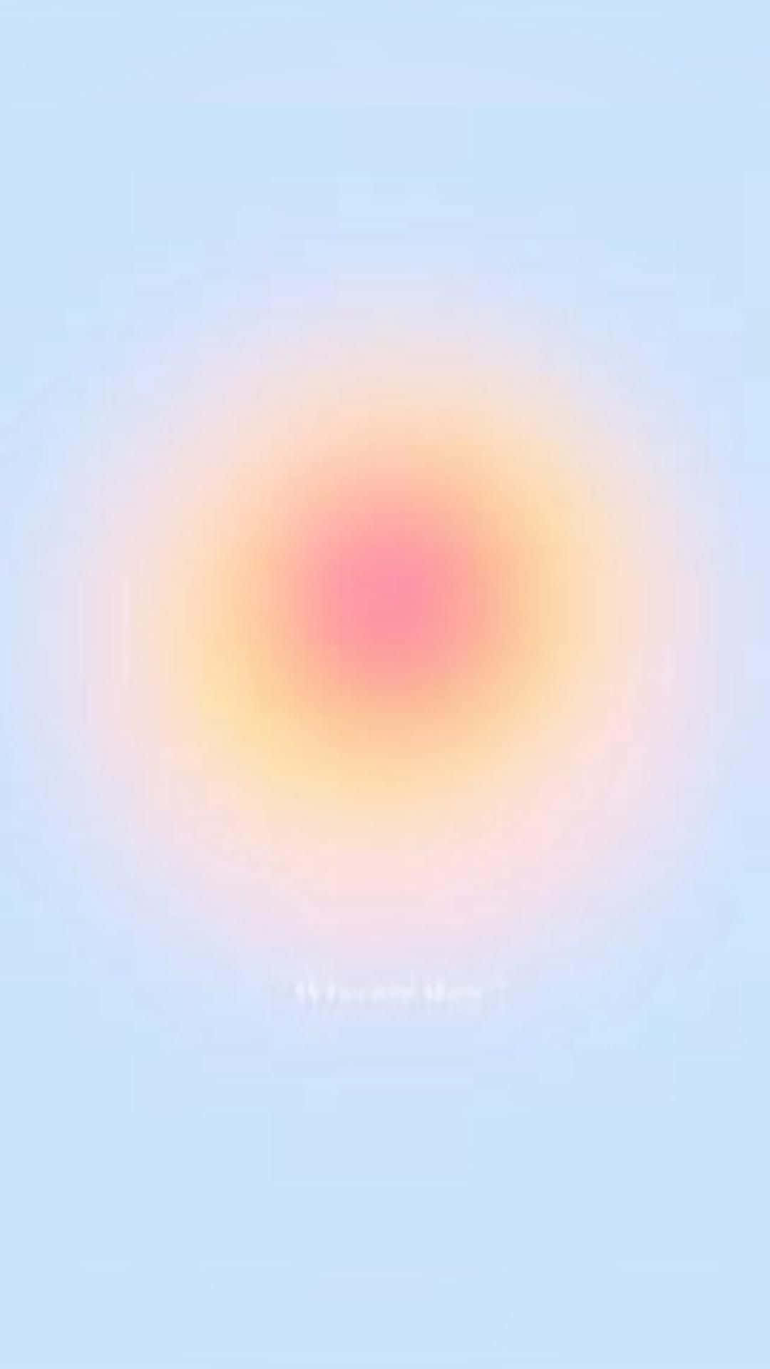 abstract preppy aura background, soft glowing pink and yellow circular burst, pale blue digital background, Full HD Phone Wallpaper