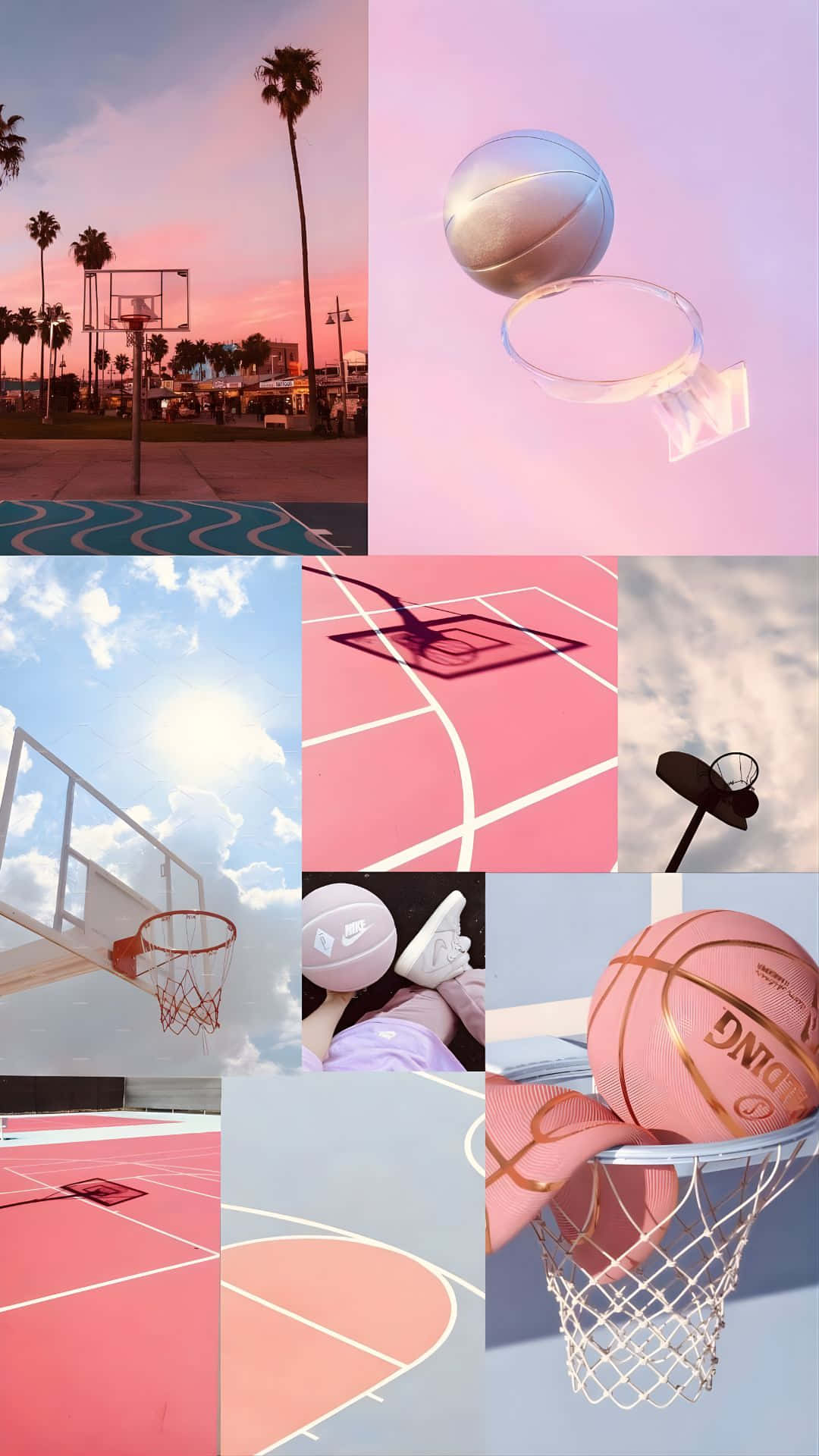 Preppy Basketball Aesthetic, sunset, palm trees, Full HD Phone Wallpaper