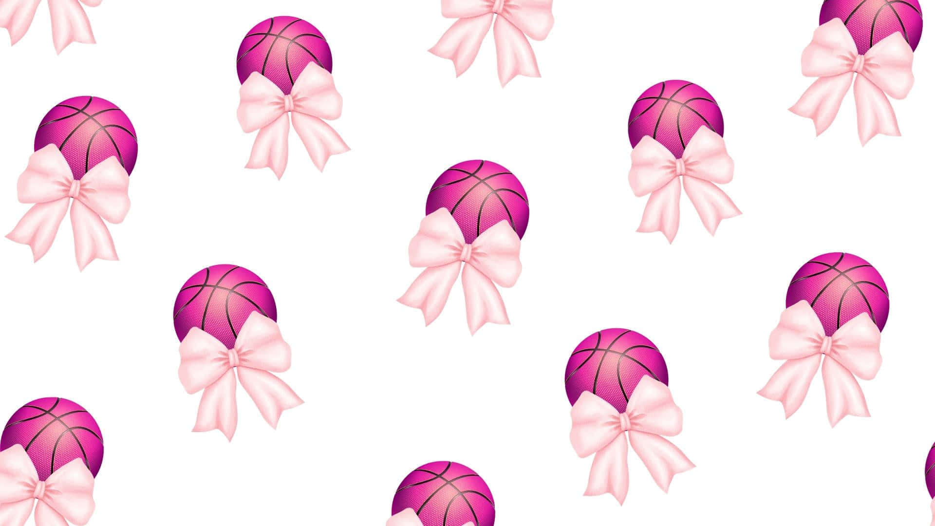 Preppy Basketball, pink basketballs, light pink bows, Full HD Desktop Wallpaper