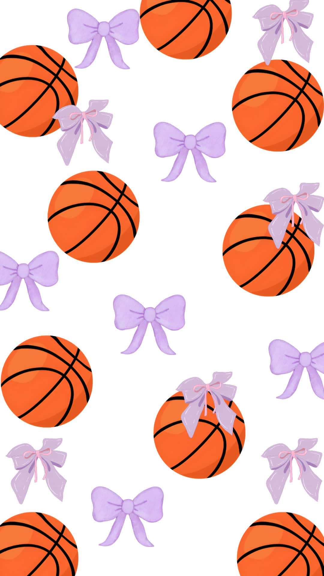 Preppy Basketball Pattern, orange basketballs, black lines, Full HD Phone Wallpaper