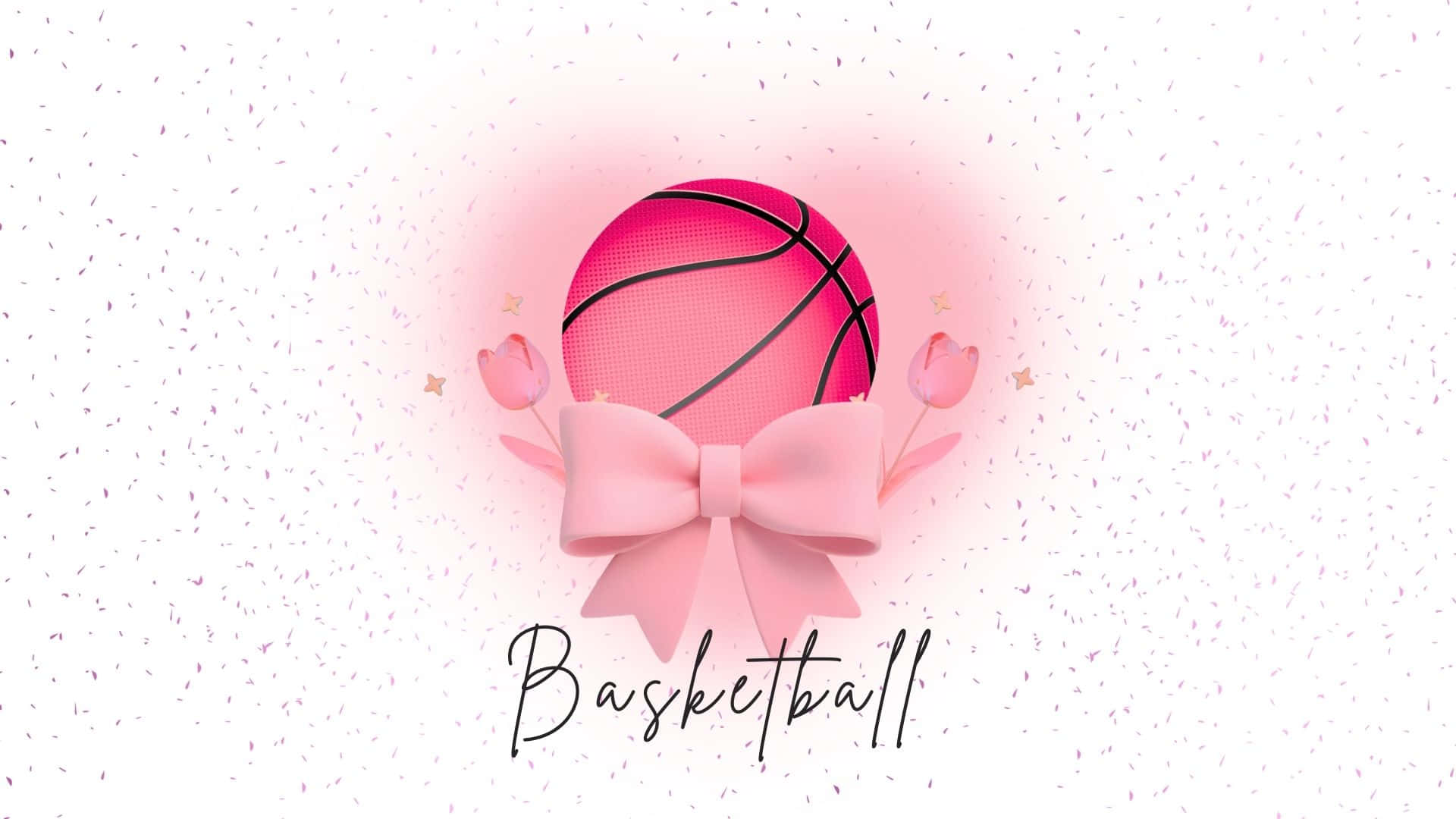 Preppy Pink Basketball, pink bow, tulips, Full HD Desktop Wallpaper