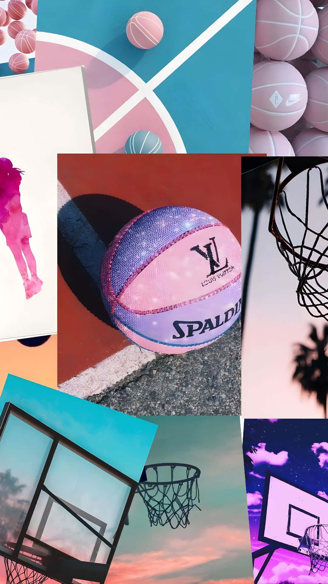 Preppy Basketball, pink glitter balls, luxury branding, Full HD Phone Wallpaper