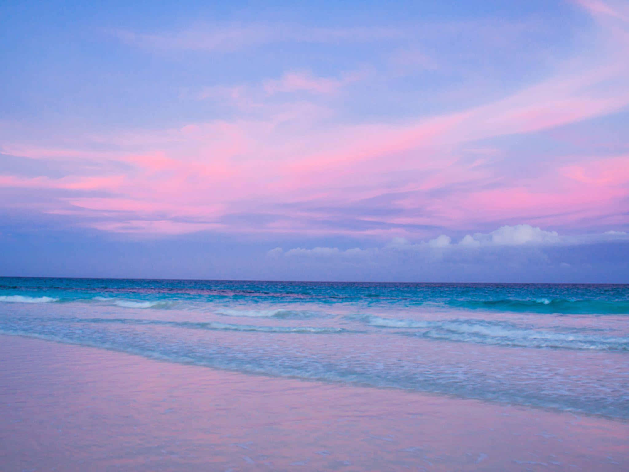 pastel sunset, turquoise ocean, soft pink sandy beach, Full HD Desktop Wallpaper