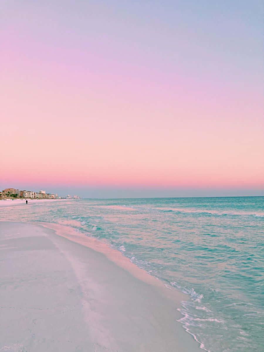pastel sunset, pink skies, turquoise waves, SD Phone Wallpaper