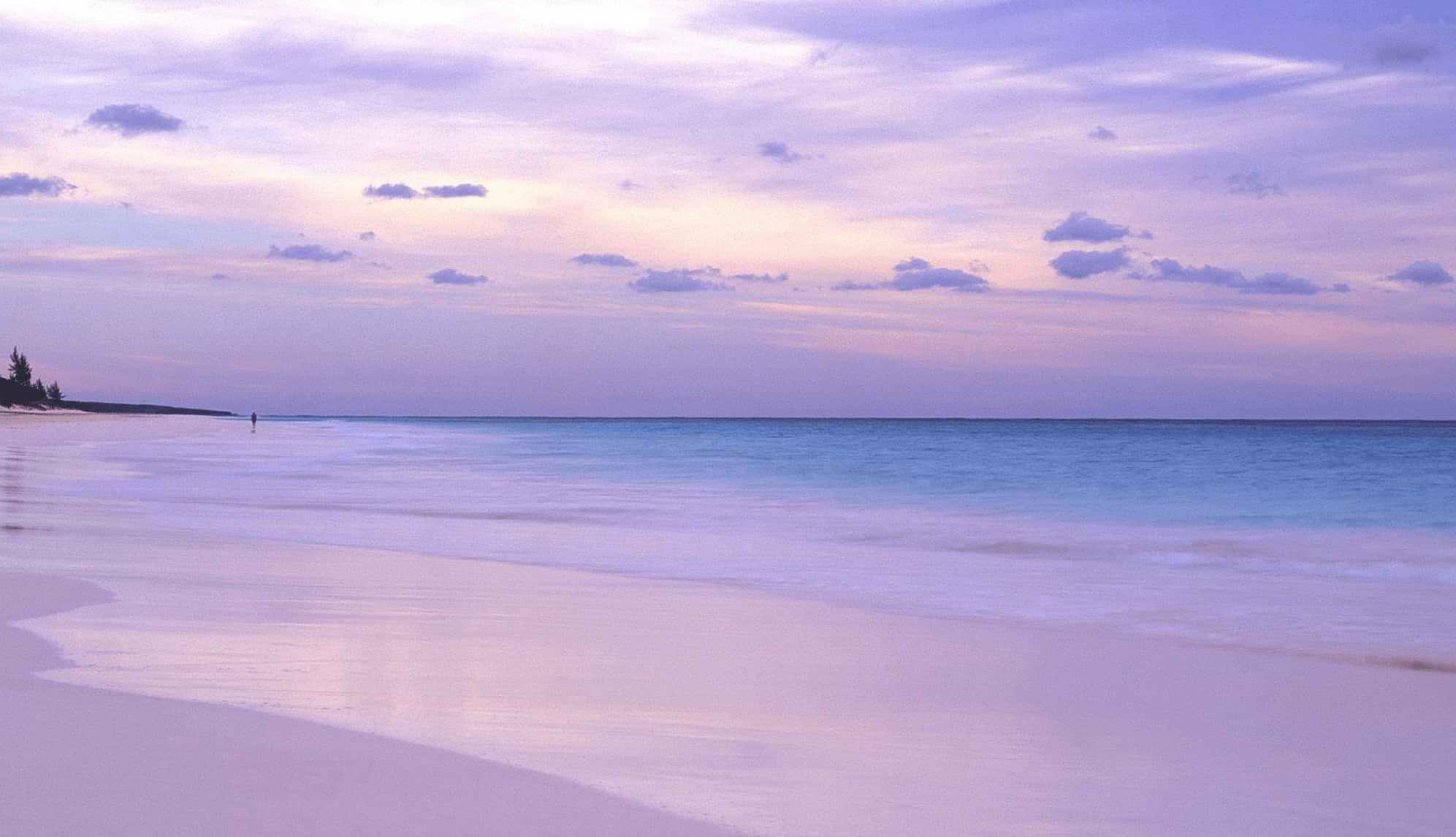 Pastel Beach, sunrise, soft purple clouds, Full HD Desktop Wallpaper