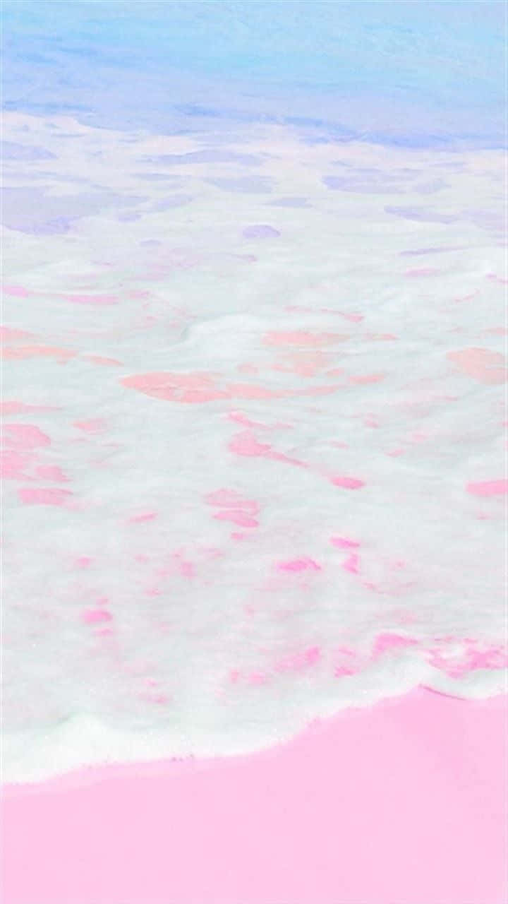 pastel pink, blue ocean waves, soft pink shore, HD Phone Wallpaper