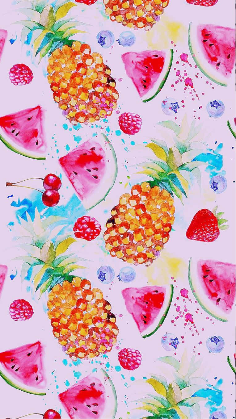 pastel summer, sun-kissed beach, vibrant watercolor fruits, HD Phone Wallpaper
