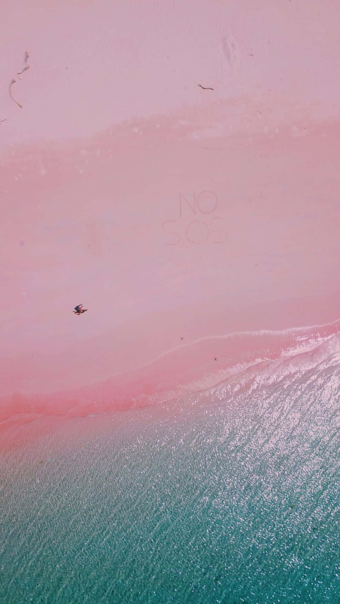 pink beach, turquoise water, NO SOS, Full HD Phone Wallpaper