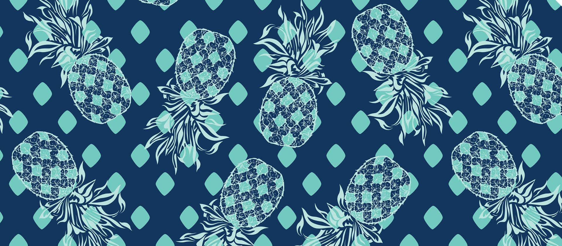 Preppy Blue, pineapple pattern, teal, HD Desktop Wallpaper