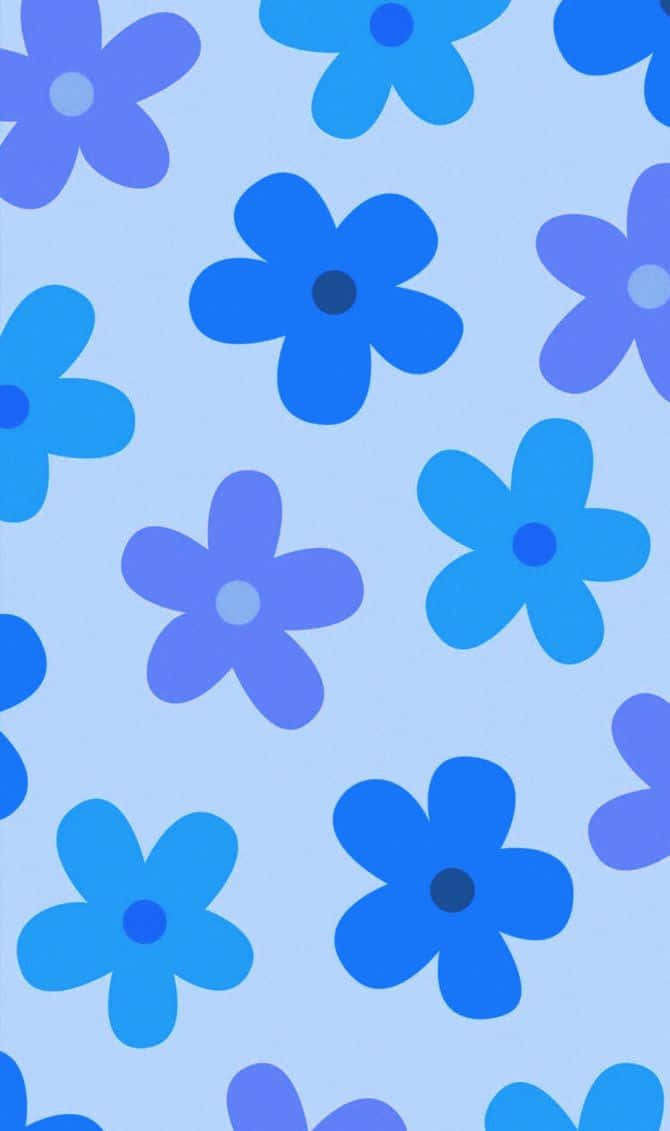 blue floral pattern, stylized blue flowers, gradient hues, SD Phone Wallpaper