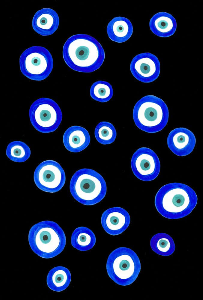 blue evil eye amulet, black background, abstract pattern, SD Phone Wallpaper