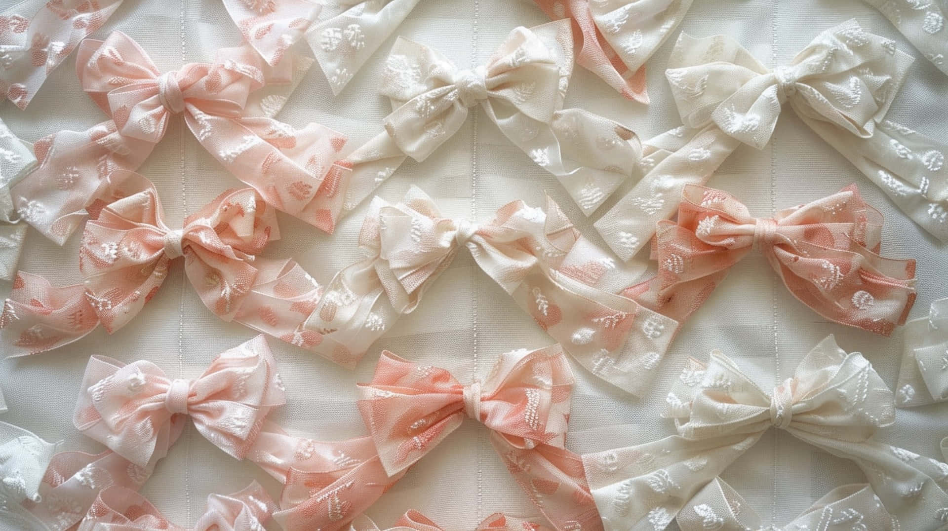 pastel coquette bows, peach, cream, Full HD Desktop Wallpaper