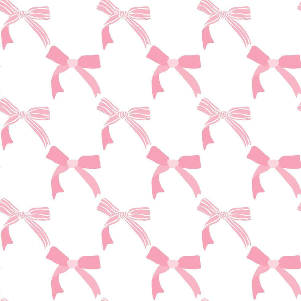 pink bow pattern, white centers, clean white background, SD Desktop Wallpaper