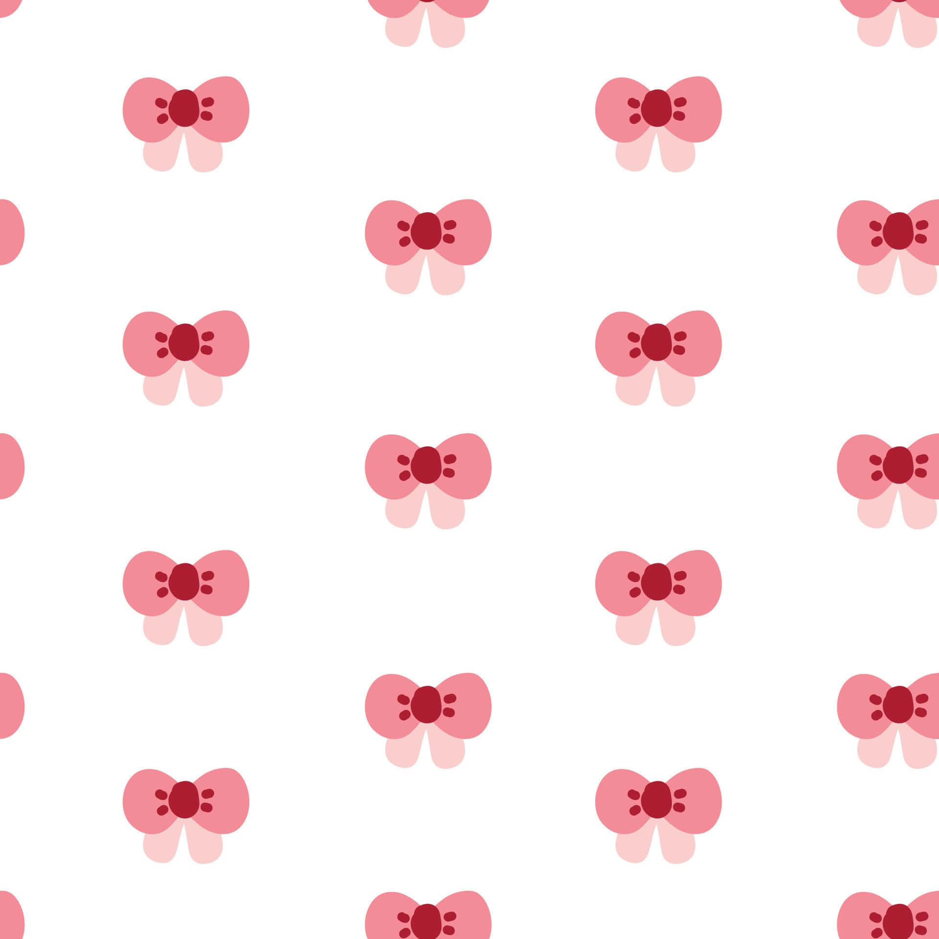 pink bow pattern, dark red centers, white background, Full HD Desktop Wallpaper