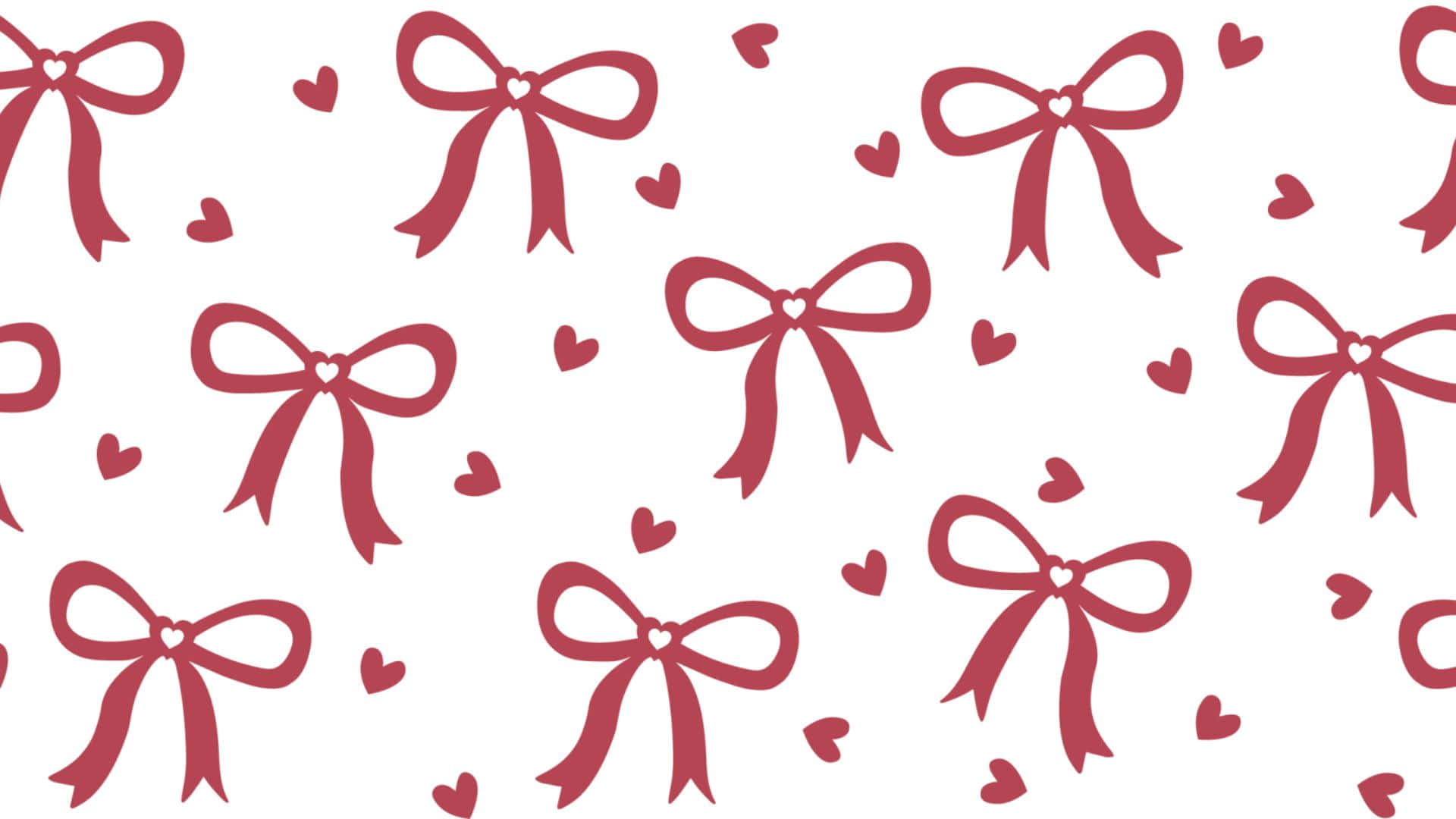 Preppy Bow Pattern, red ribbon bows, heart centers, Full HD Desktop Wallpaper
