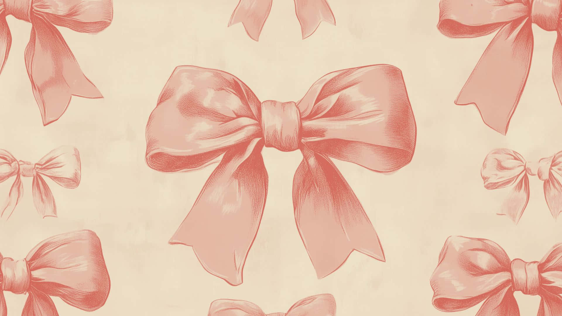 Preppy Bow, coral pink, cream, Full HD Desktop Wallpaper