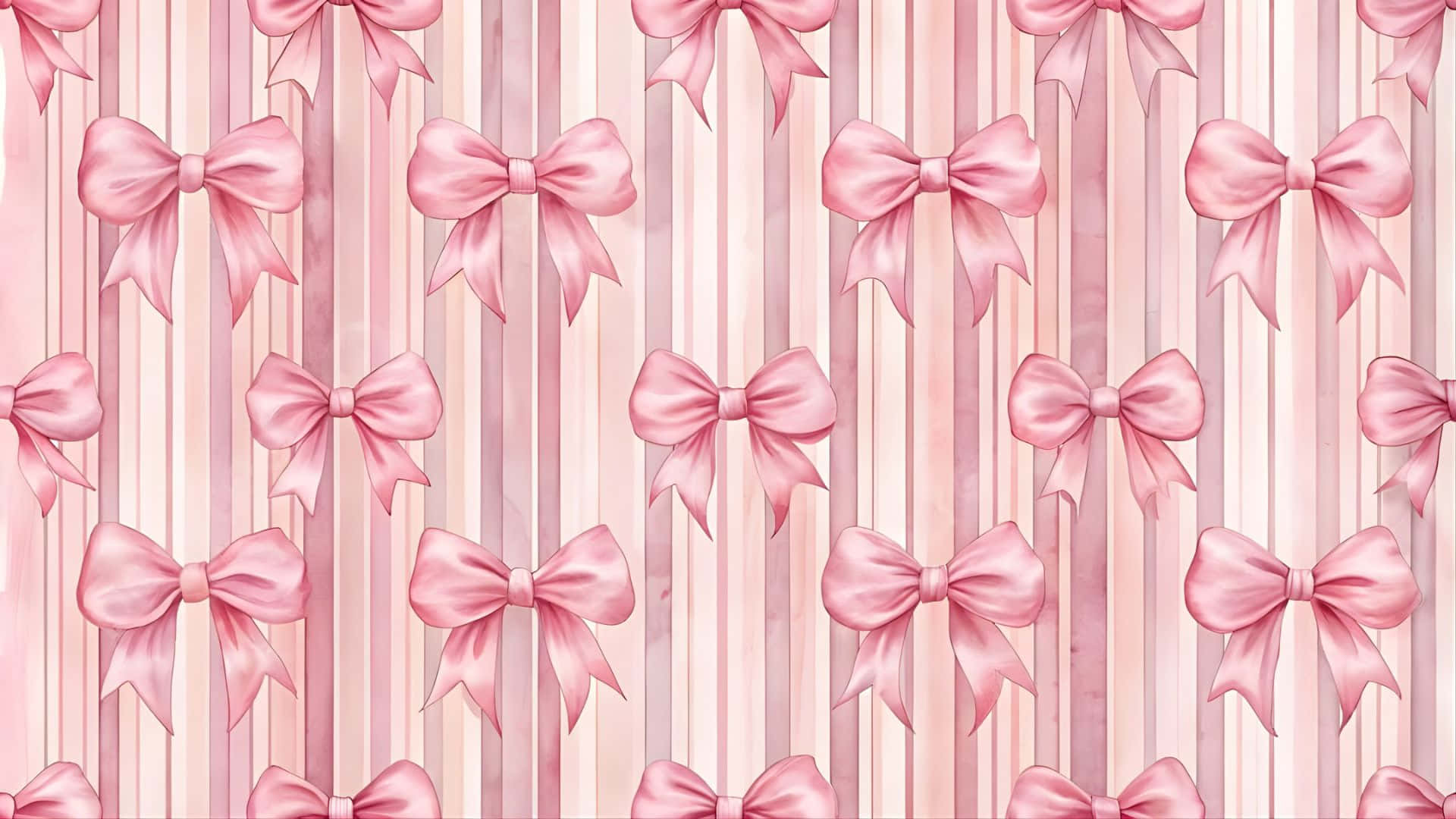 pink preppy bow pattern, satin bows, vertical stripes, Full HD Desktop Wallpaper