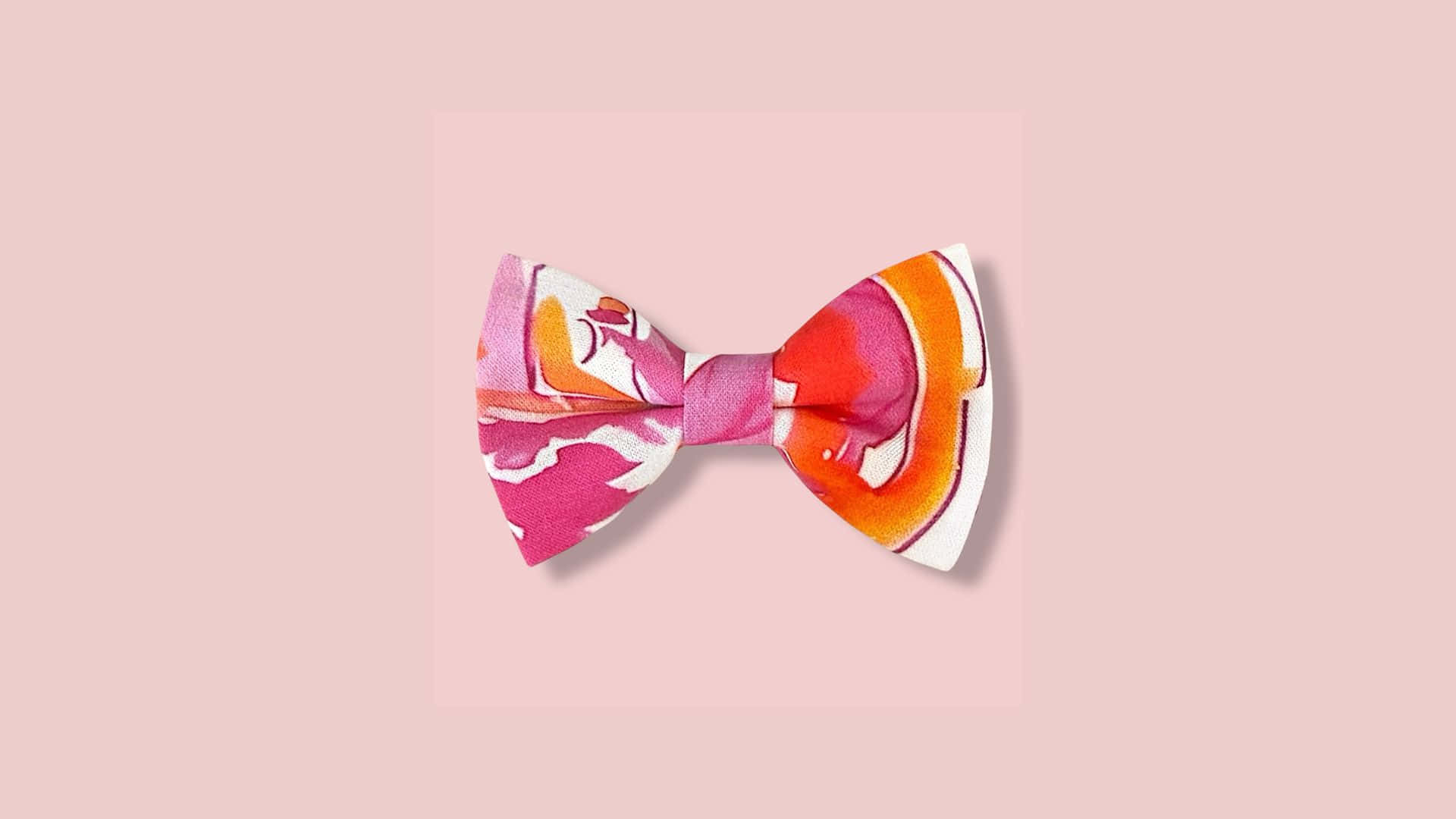 colorful preppy bow, pink orange and white, soft pink background, Full HD Desktop Wallpaper