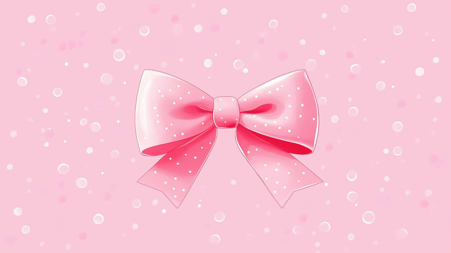 pink preppy bow, glossy pink bow, white polka dots, Full HD Desktop Wallpaper