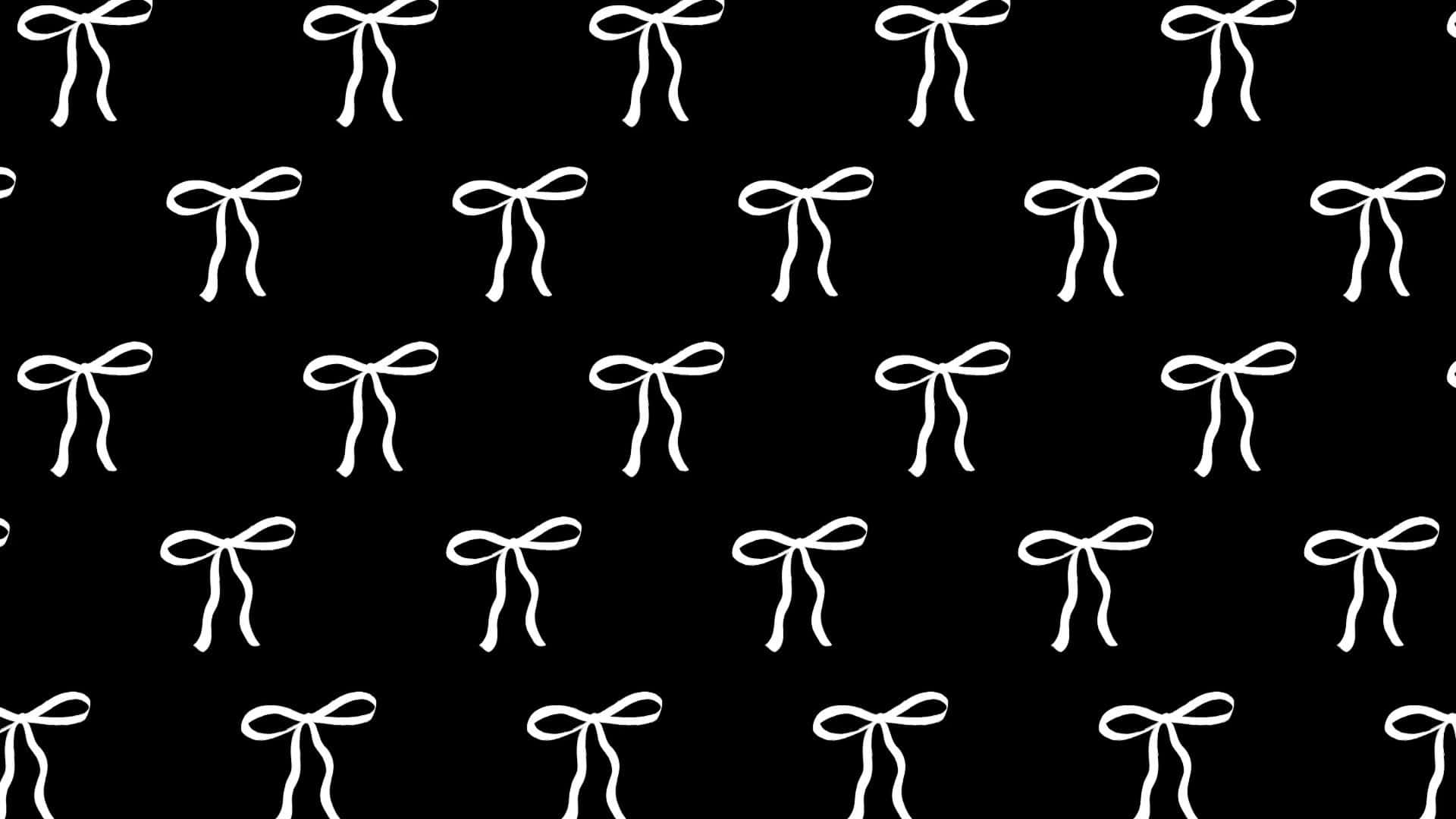 white ribbon bows, solid black background, repeating pattern, Full HD Desktop Wallpaper